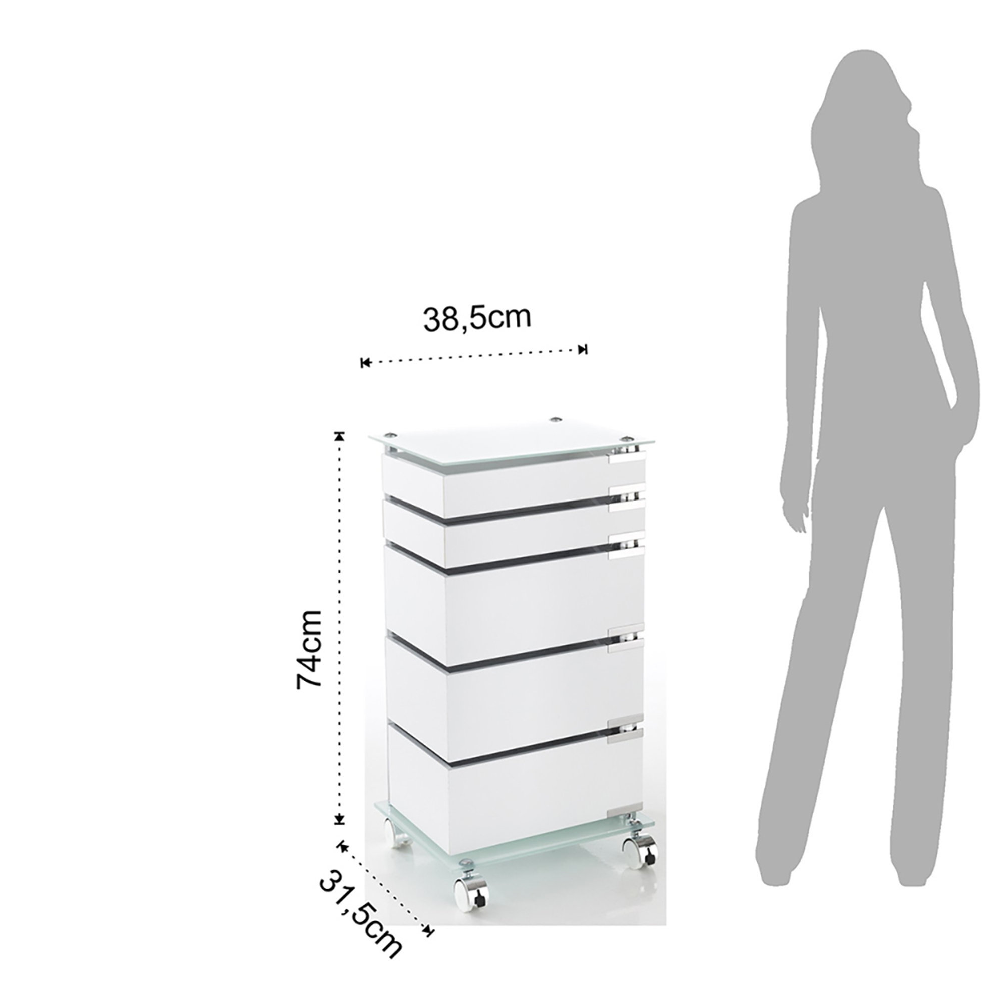 Kommode med hjul Big Bobo, mat hvid Tomasucci special price vista3