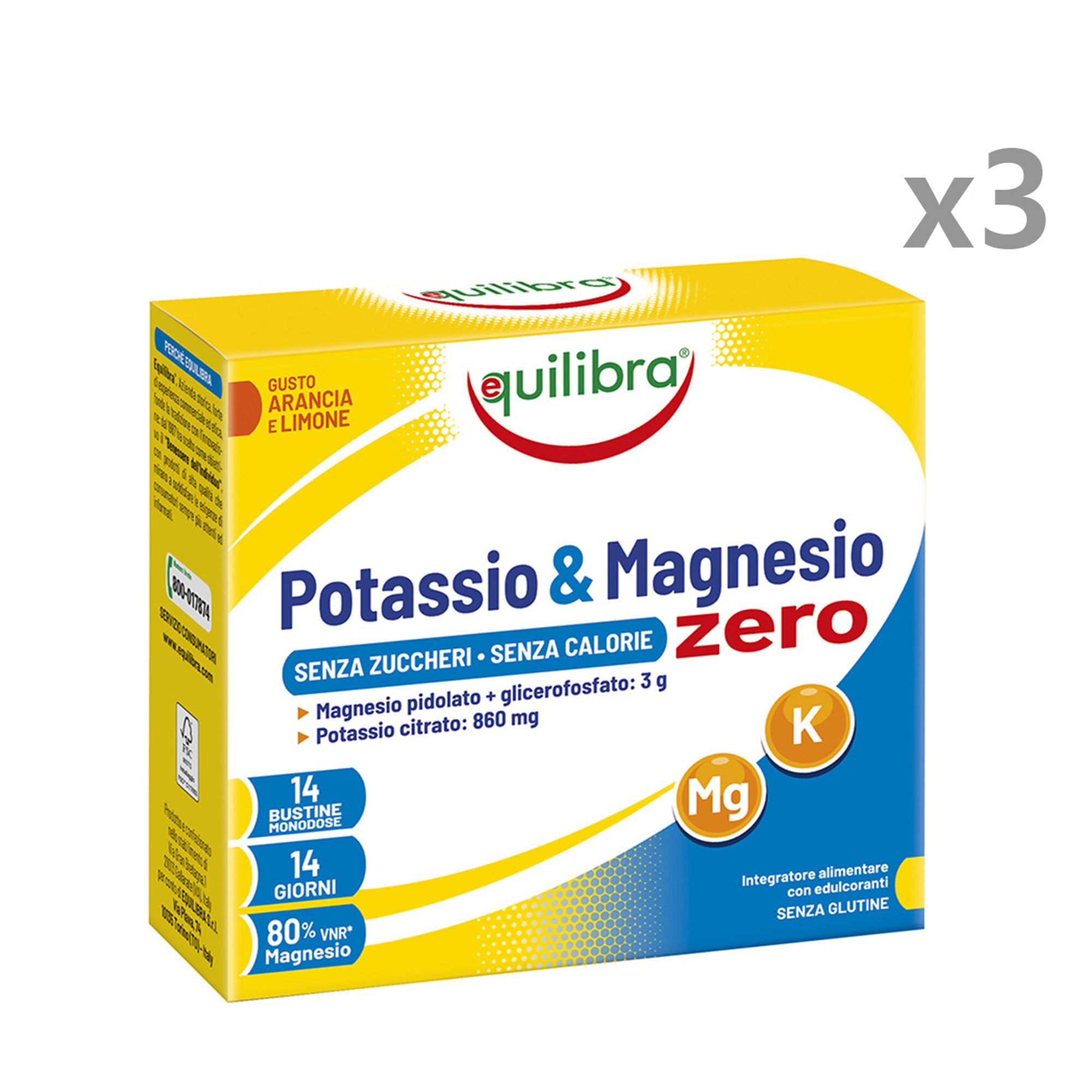3 Confezioni - Equilibra Potassio & Magnesio Zero, 14 bustine Equilibra vista0