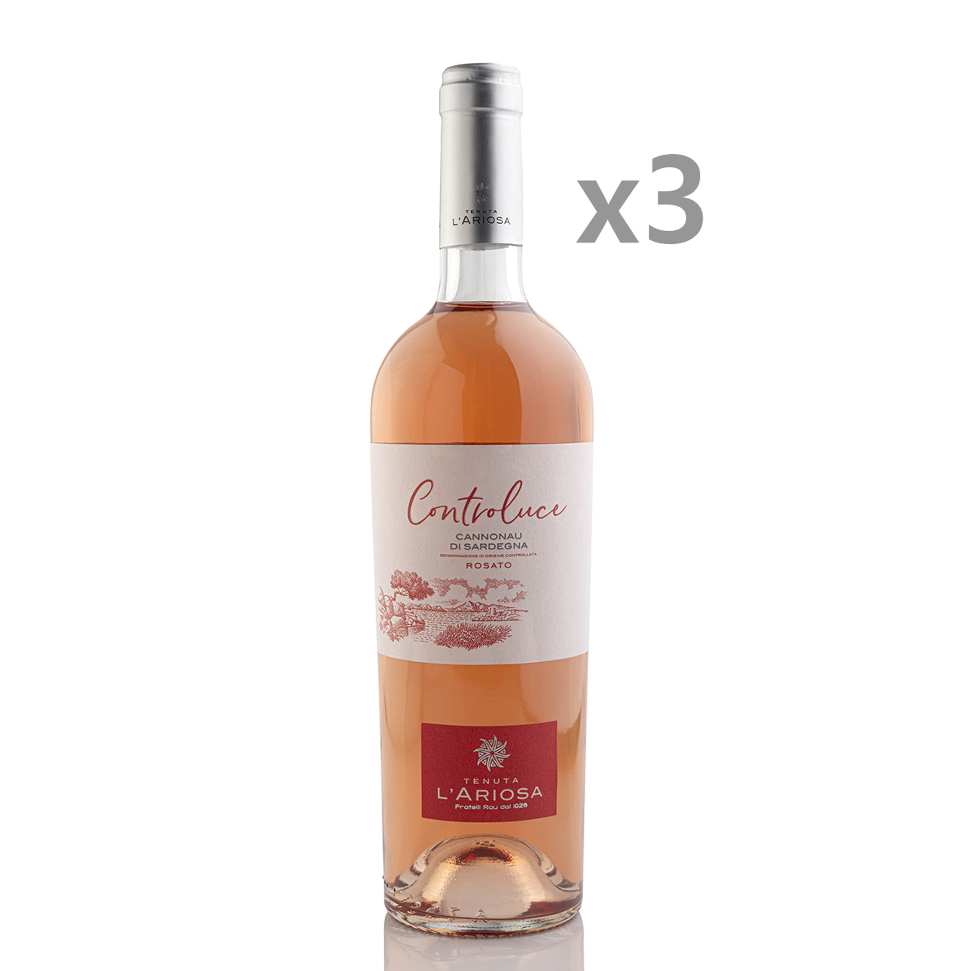 3 bottiglie - Controluce Cannonau di Sardegna Doc Rosato 2020 Tenuta l'Ariosa vista0