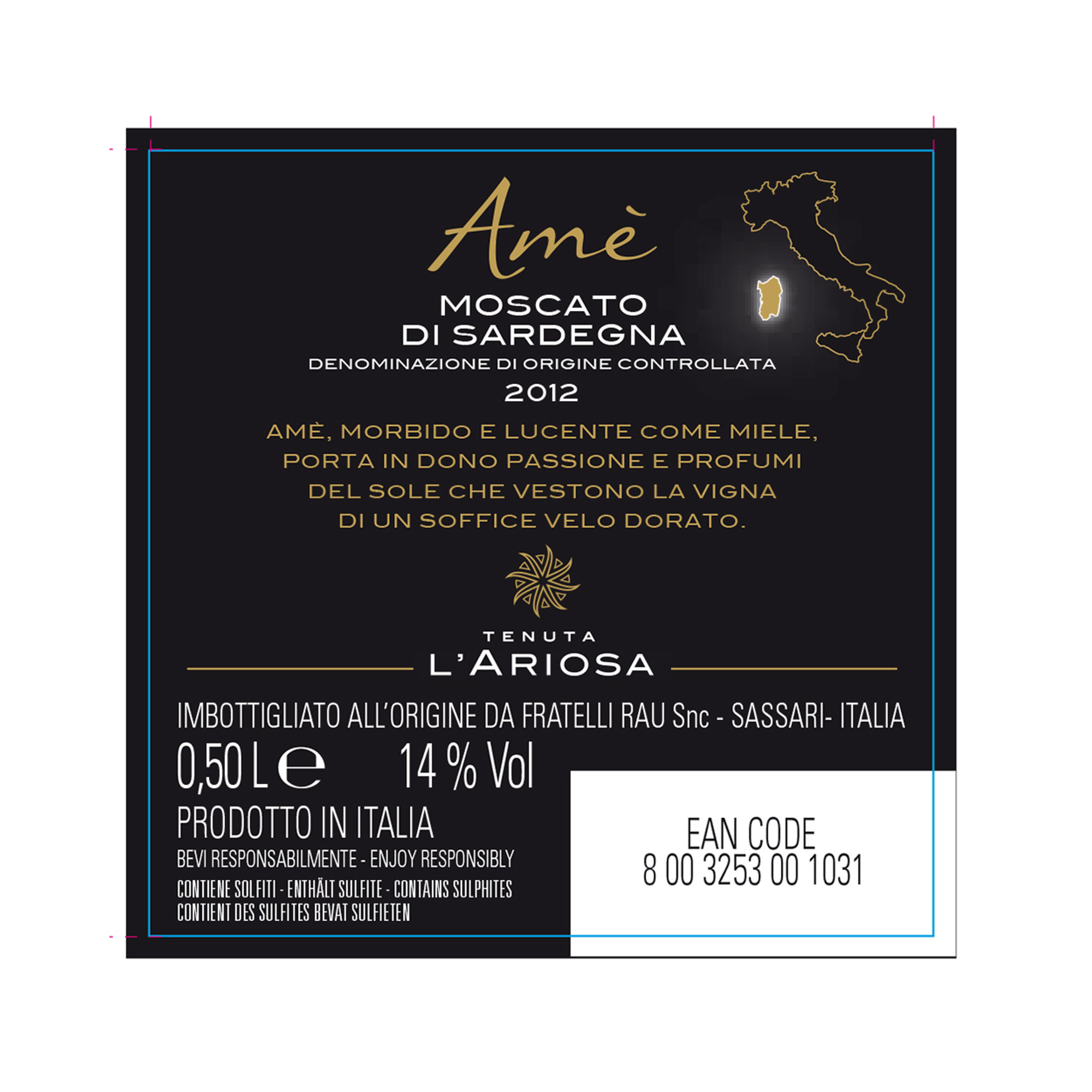 3 bottiglie - Amè Moscato di Sardegna Doc 0,50 cl 2019 Tenuta l'Ariosa vista1