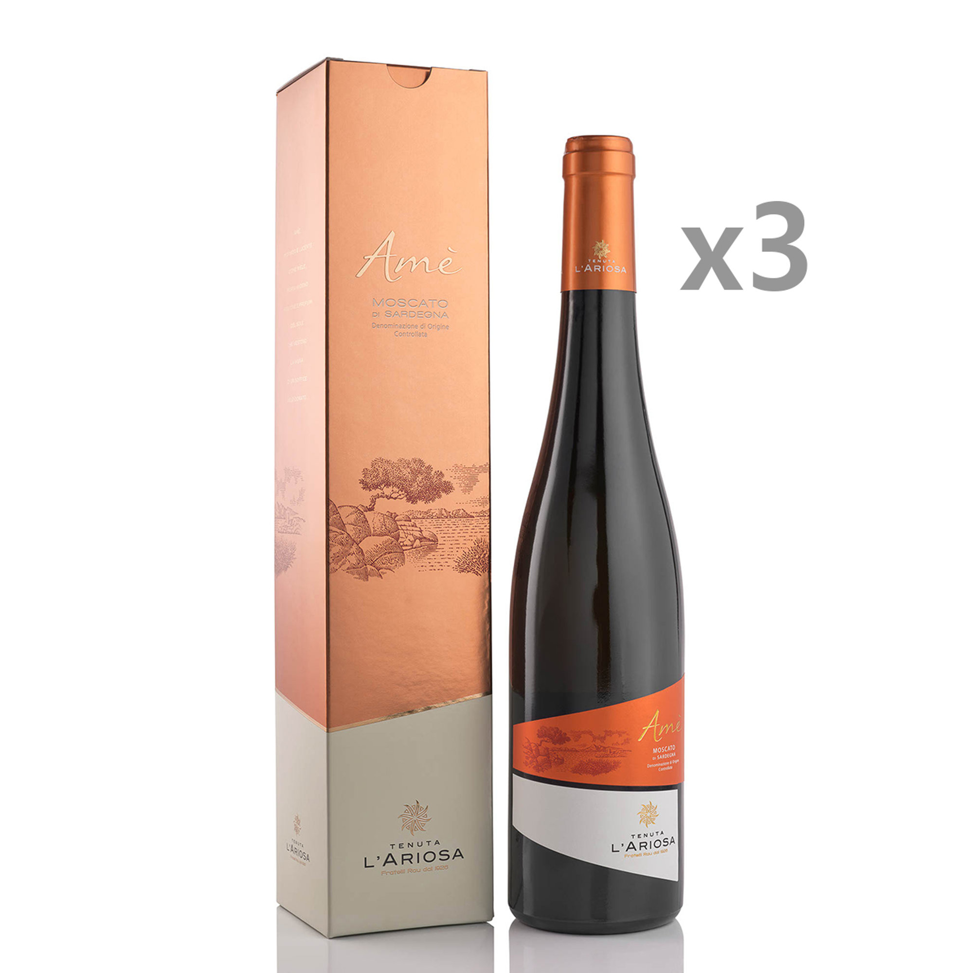 3 bottiglie - Amè Moscato di Sardegna Doc 0,50 cl 2019 Tenuta l'Ariosa vista0