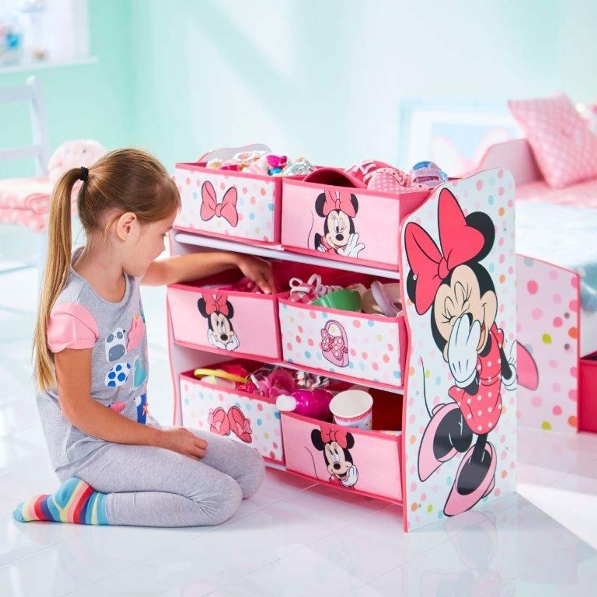 Disney Minnie Minnie Estante de juguetes de madera, multicolor Dormitorio North Star vista1