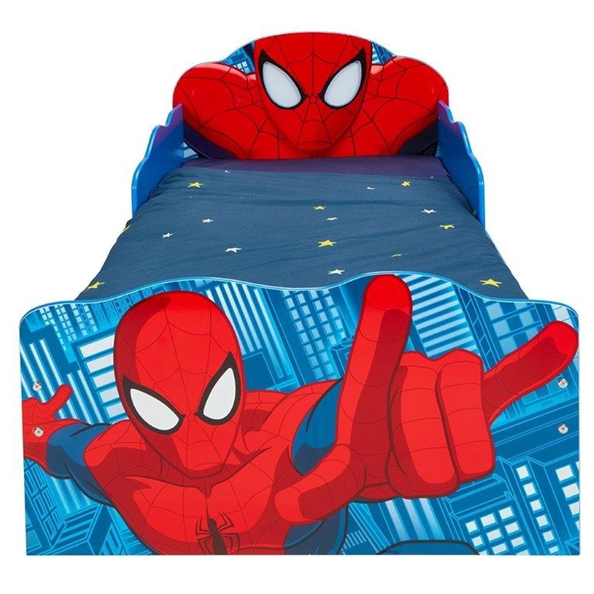 Lettino in legno Sagomato con portaoggetti Spiderman, multicolore North Star Cameretta vista3