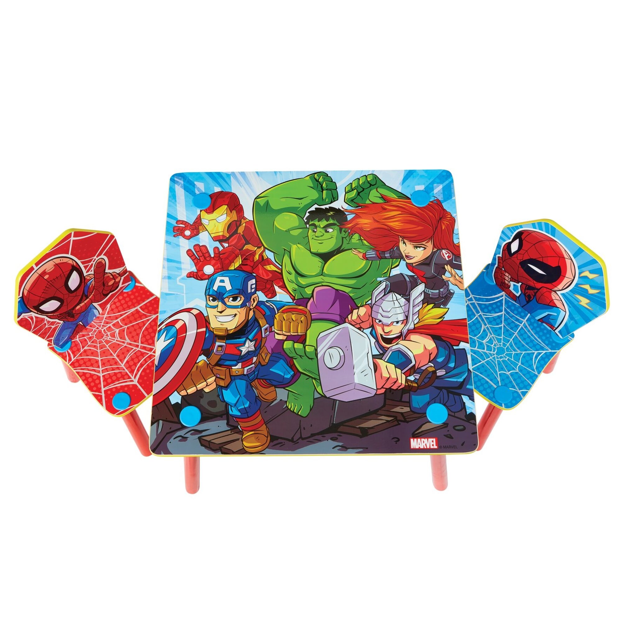 Juego de mesa de centro y 2 sillas Marvel SuperHeroes Spiderman Avengers, multicolor Dormitorio North Star vista1