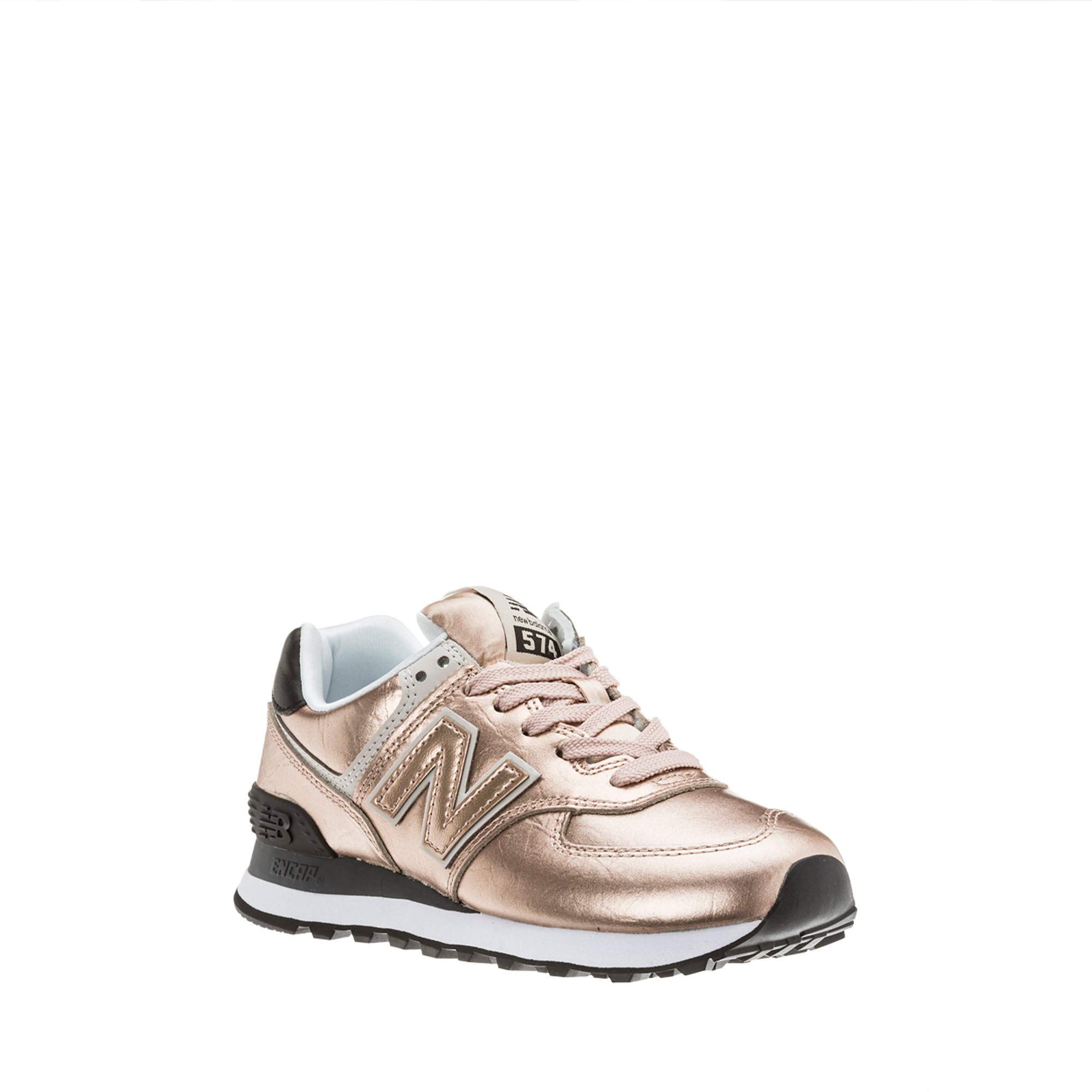 Sneakers New Balance 574 in pelle oro rosa metallizzato New Balance vista1