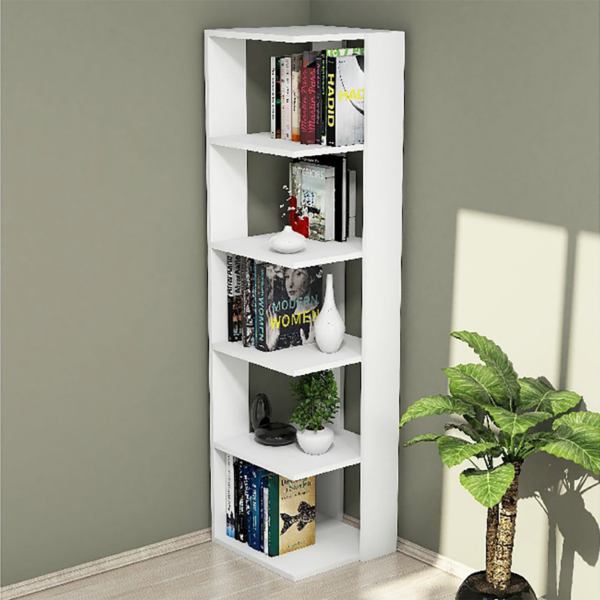 Corner - Bibliothèque - Blanc - 41,8 x 41,8 x 160,8 cm Homemania vista1