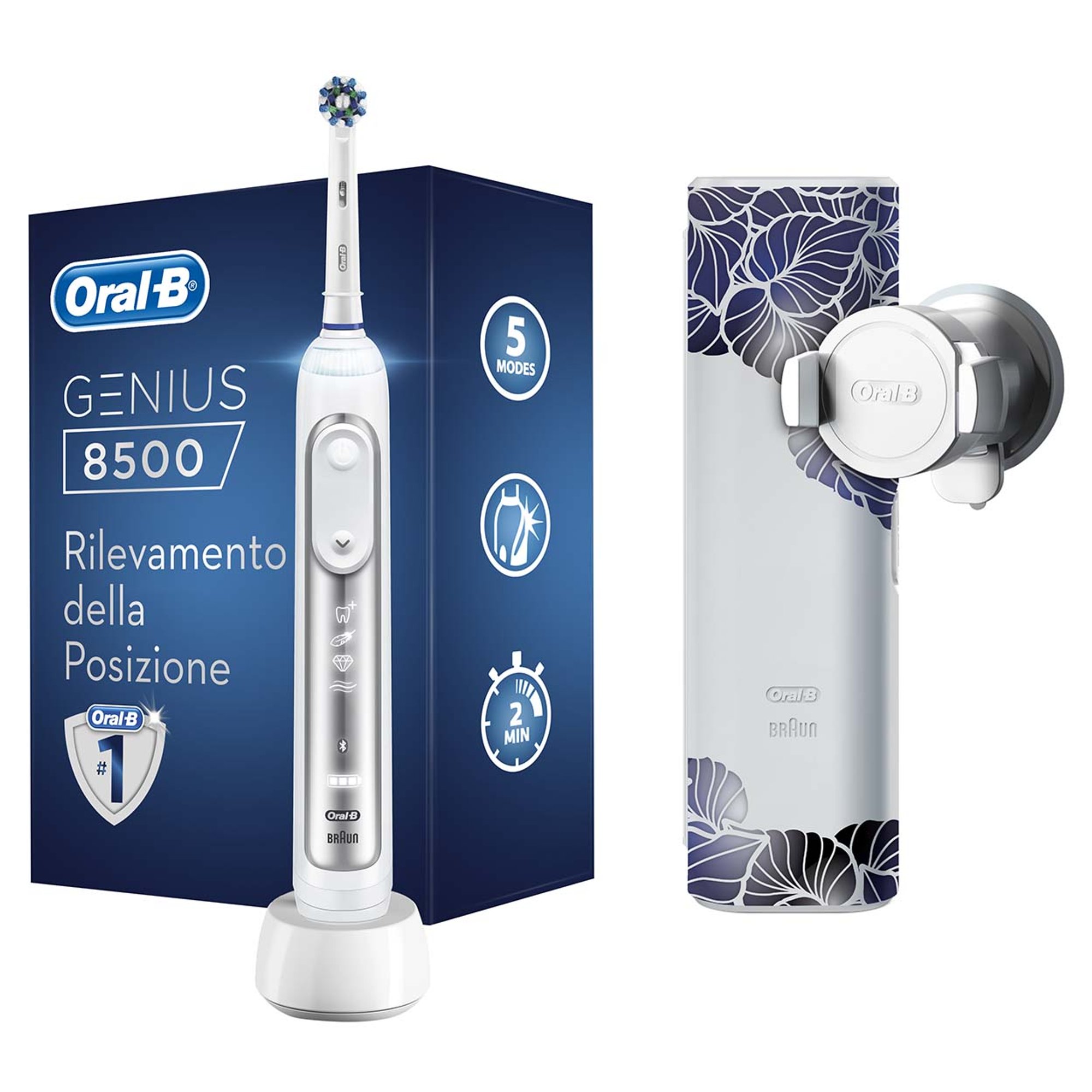 Oral-B Spazzolino Elettrico Genius 8500, argento Braun vista1