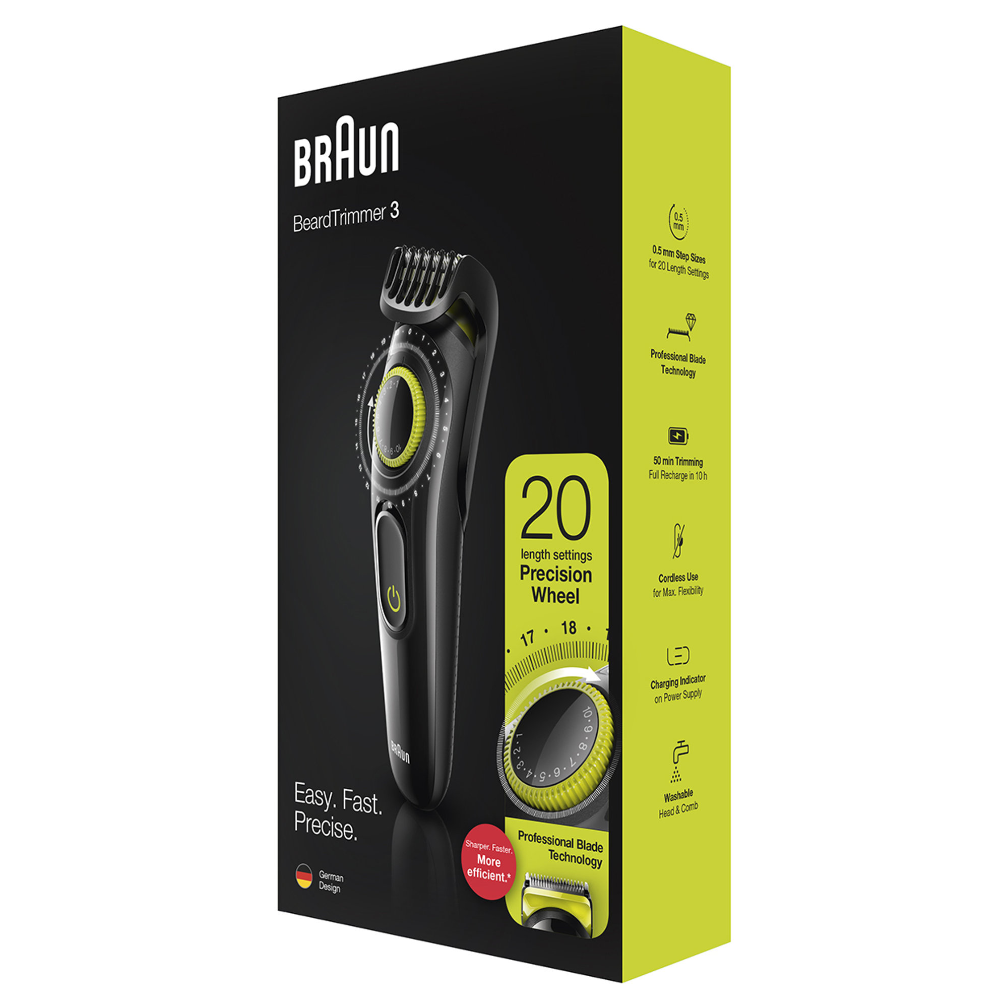Braun BT3221 Tondeuse à barbe et tondeuse à cheveux pour homme avec 20 réglages de longueur, noir/vert électrique Braun vista8