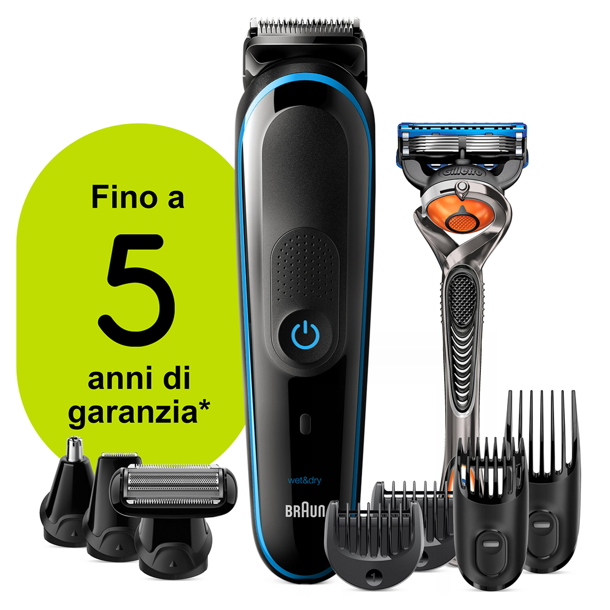 Tondeuse 9 en 1 Braun MGK5280 Noir/Bleu, Tondeuse à barbe pour homme, tondeuse et tondeuse à cheveux, conçue pour durer deux fois, noir/bleu Braun vista4