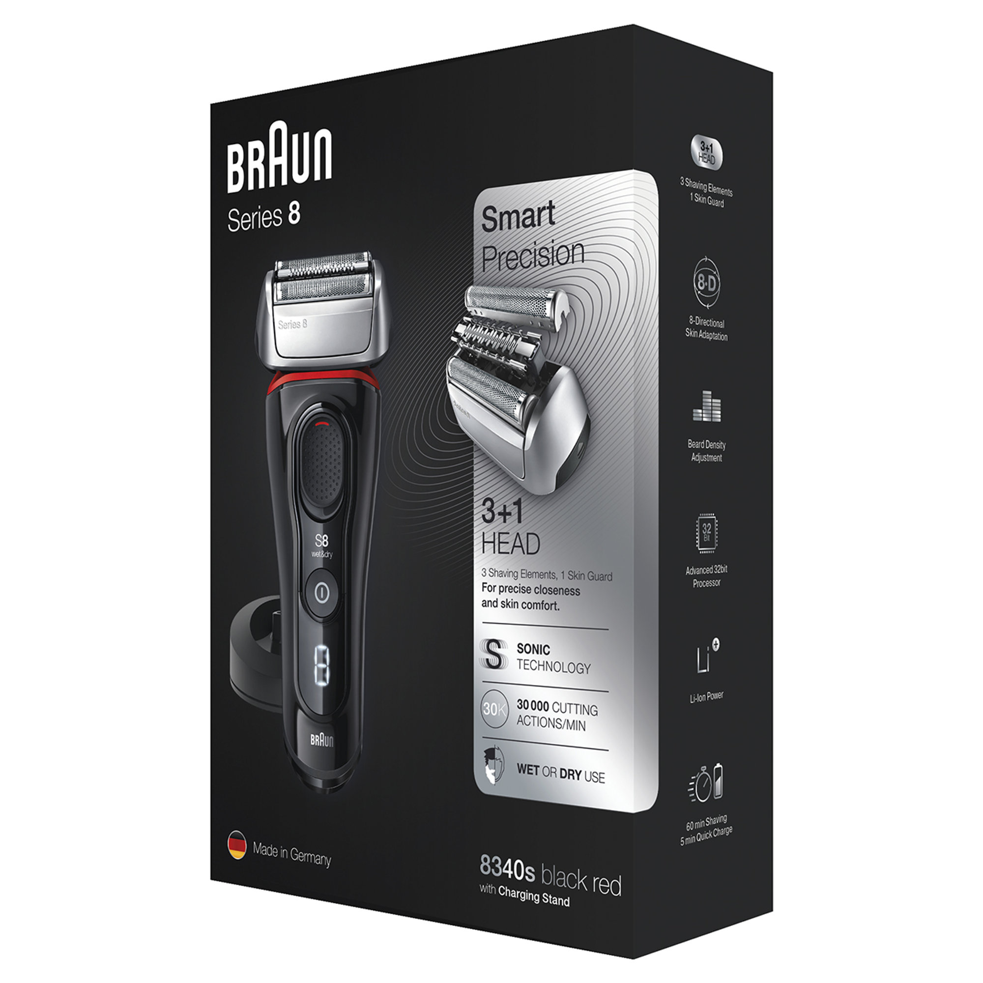 Braun Series 8 8340s Rasoir à barbe électrique, base de recharge, noir Braun vista6