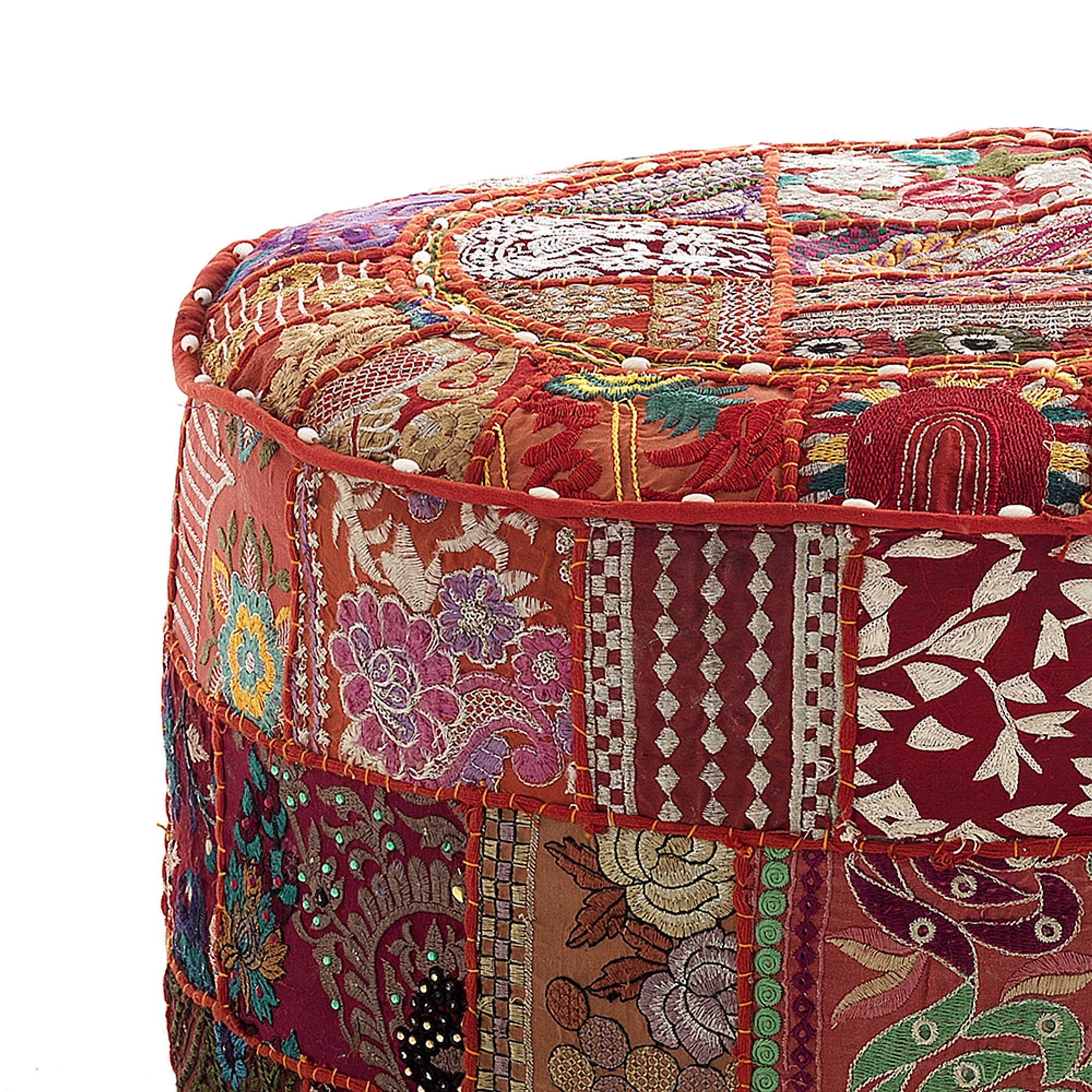 Ronde poef YANTRA RED PATCH OresteLuchetta vista1