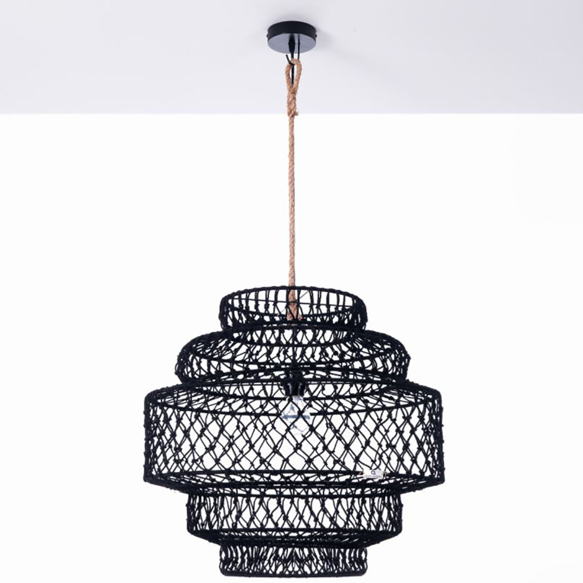 Taklampa ROPE DIAMOND, svart OresteLuchetta vista1