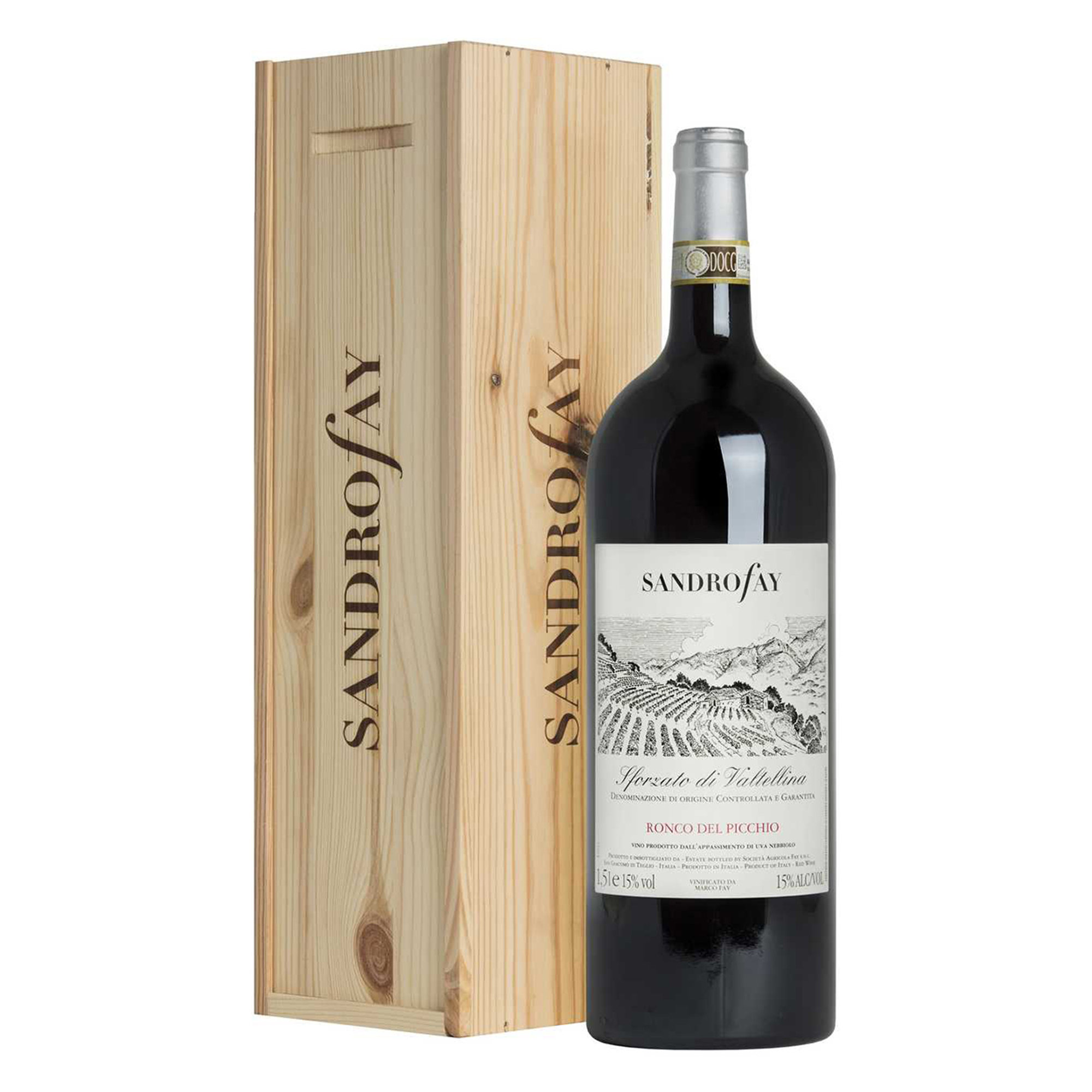 1 bottiglia Magnum con cassa in legno - "Ronco del Picchio" Sforzato di Valtellina DOCG 2021 Sandro Fay vista0