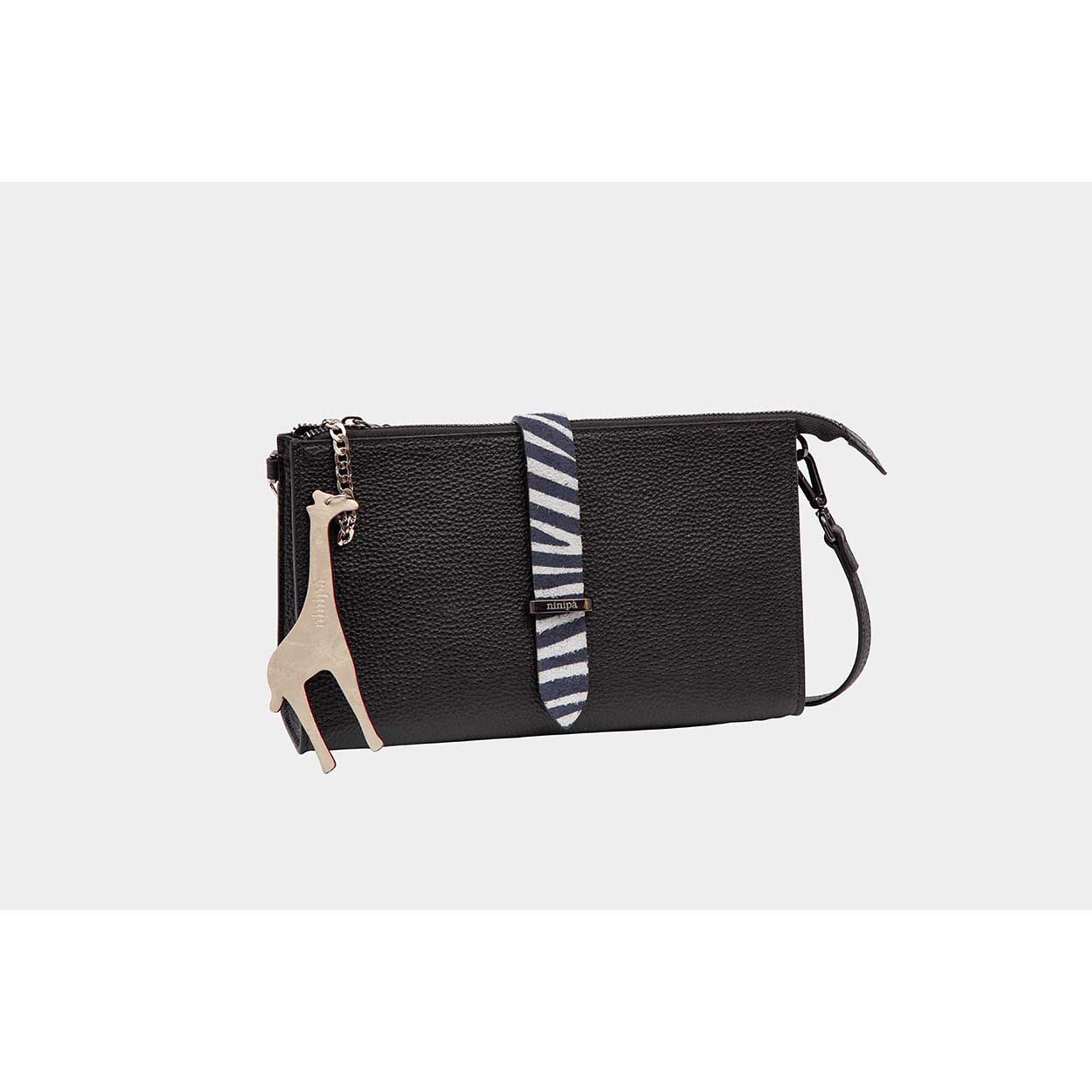 Cravatta bag Ninpa nera e zebra NINIPA' BORSE vista0