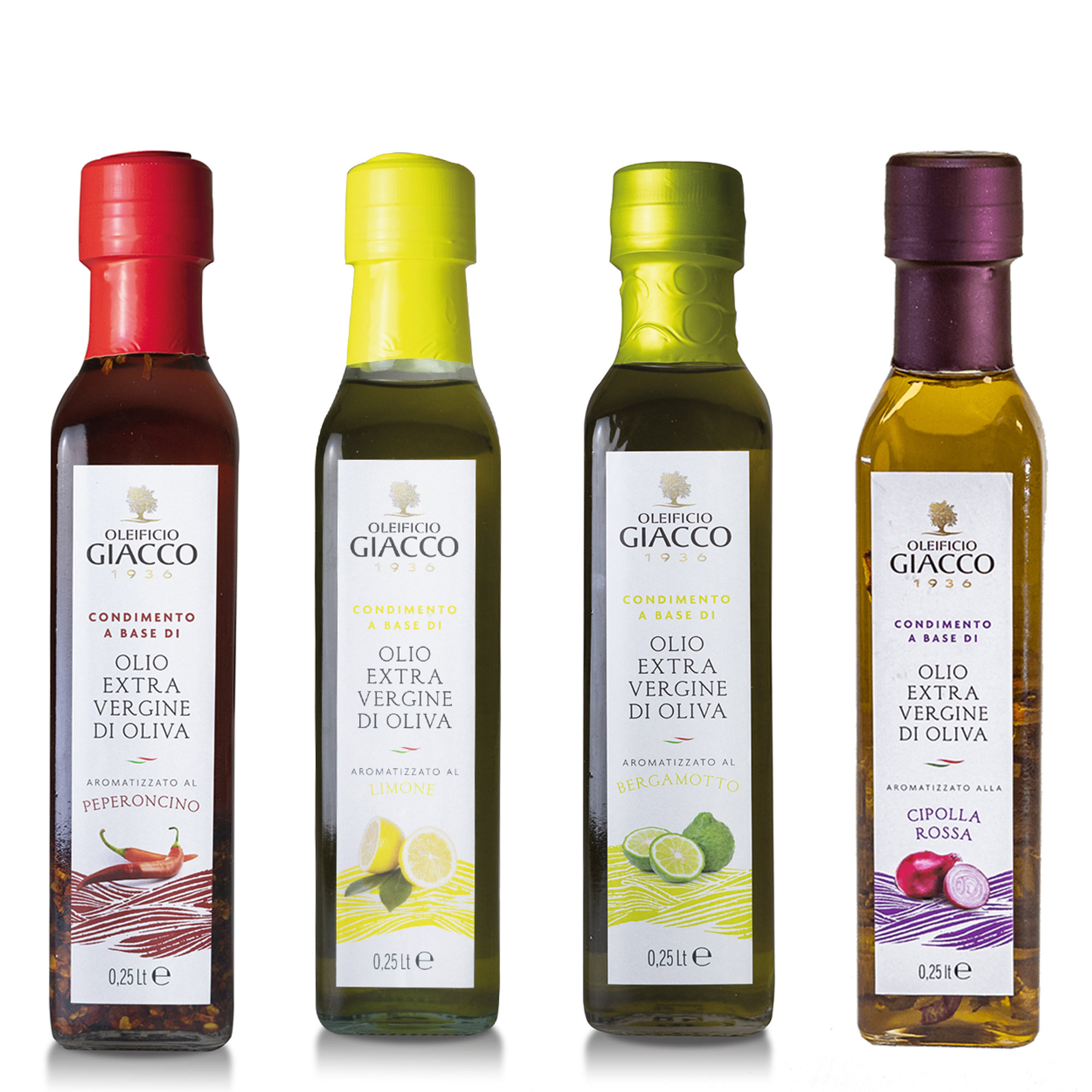 8 blandede flasker 25 cl smagstilsat: 2 chili - 2 løg - 2 citron - 2 bergamot Giacco vista0