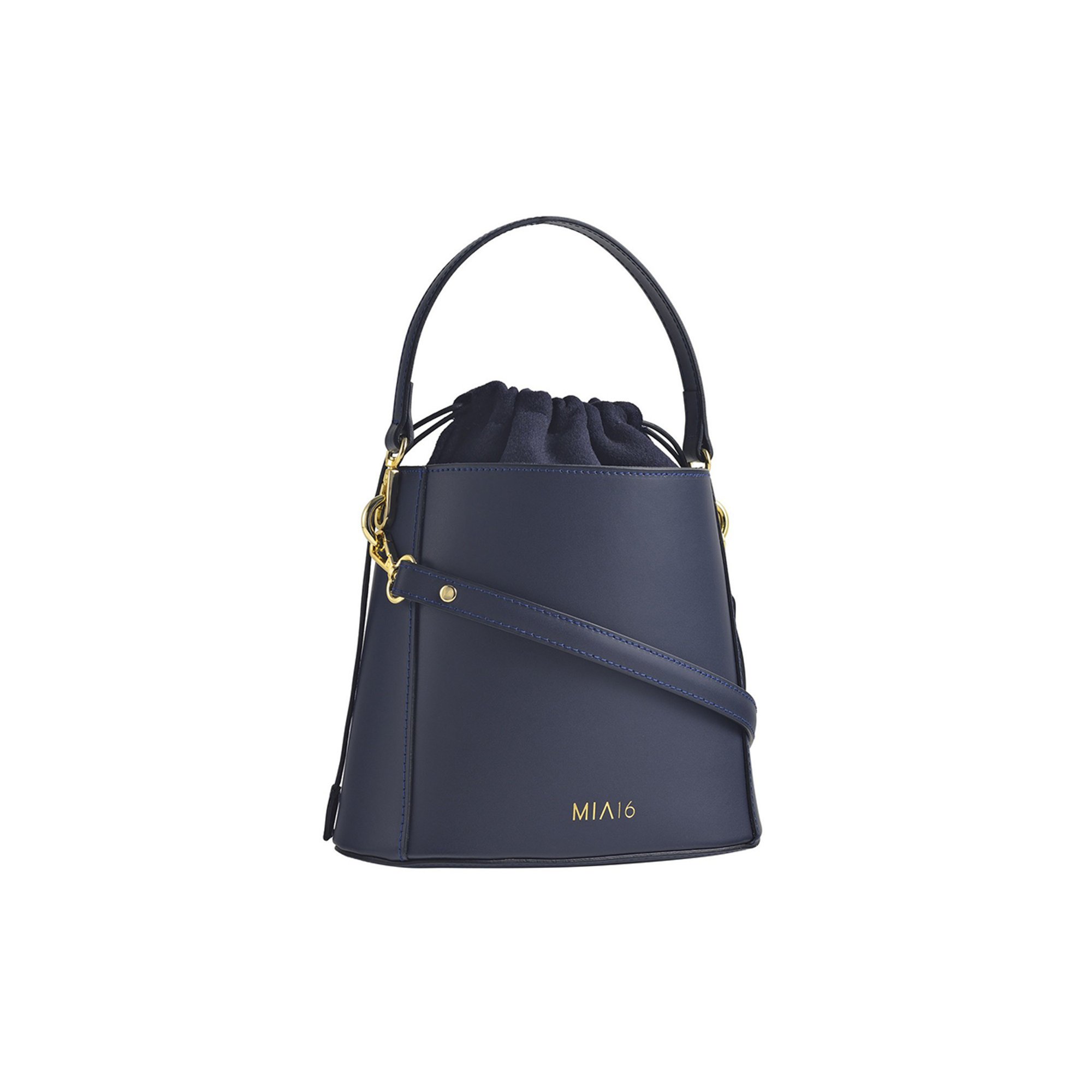 Secchiello rigido in pelle Microbucket blu navy MIA16 VENEZIA vista0