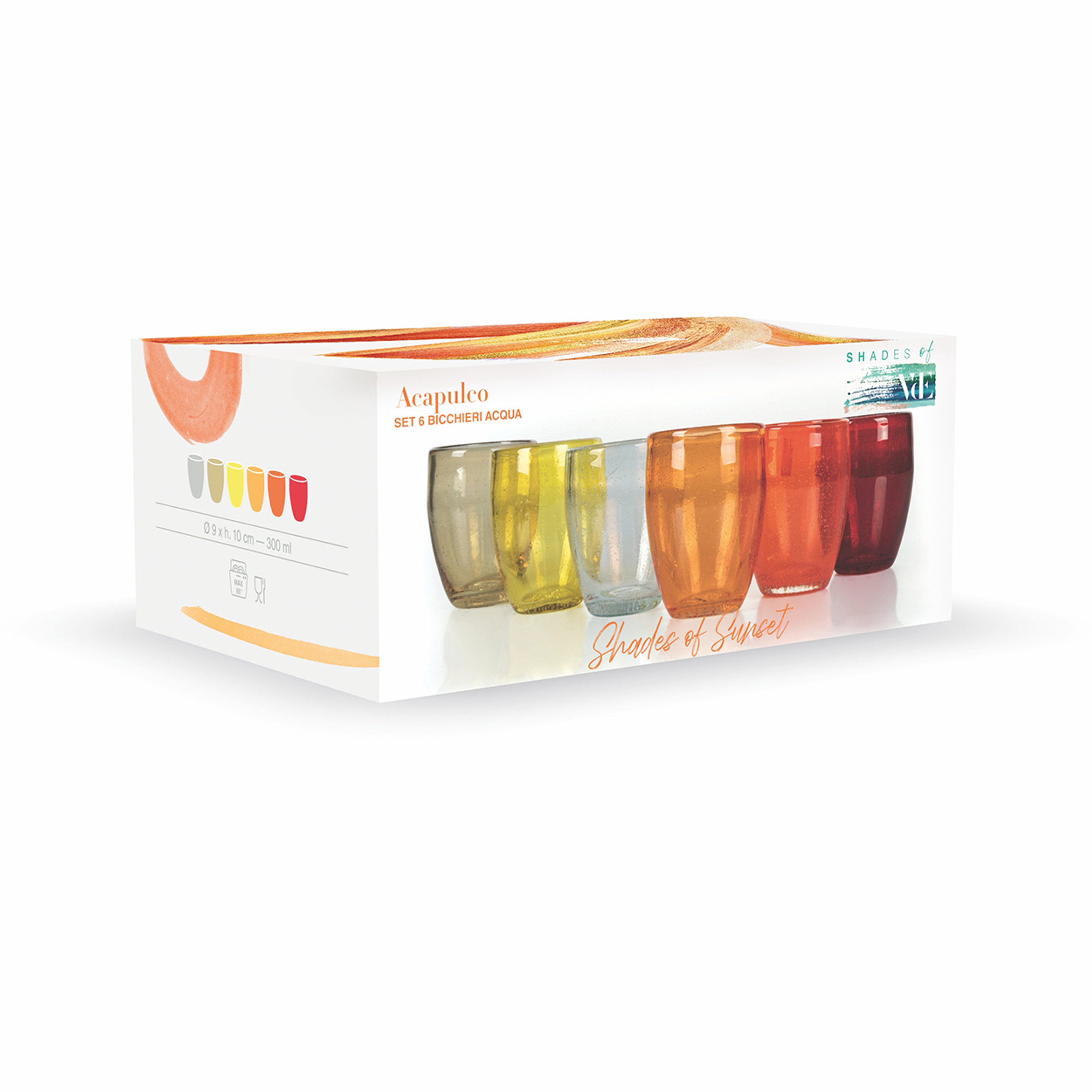 Acapulco Sunset set 6 bicchieri acqua 300 ml, multicolor Villa D'Este Home Tivoli 1996 vista14