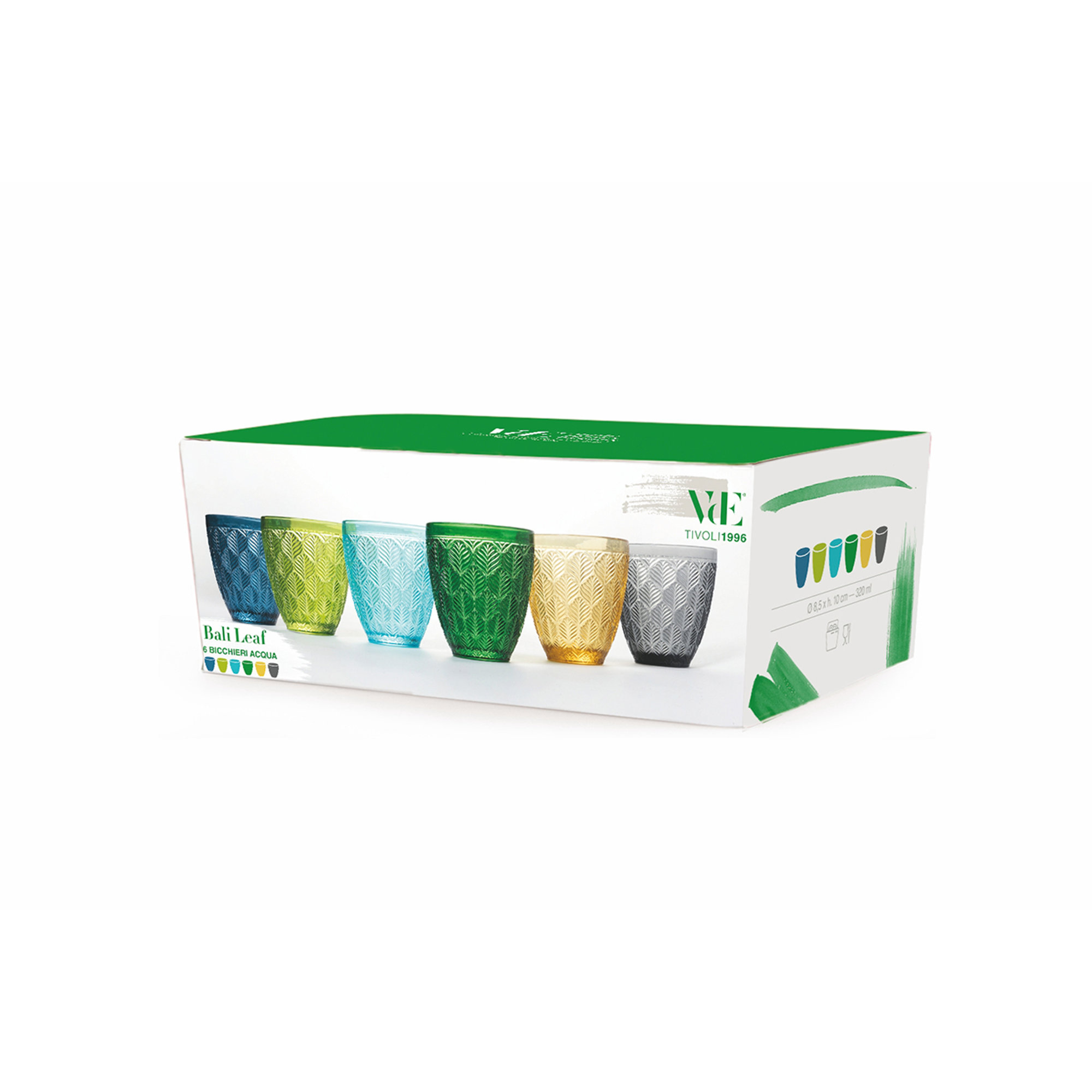 Bali Leaf set 6 bicchieri acqua 300 ml, multicolor Villa D'Este Home Tivoli 1996 vista16