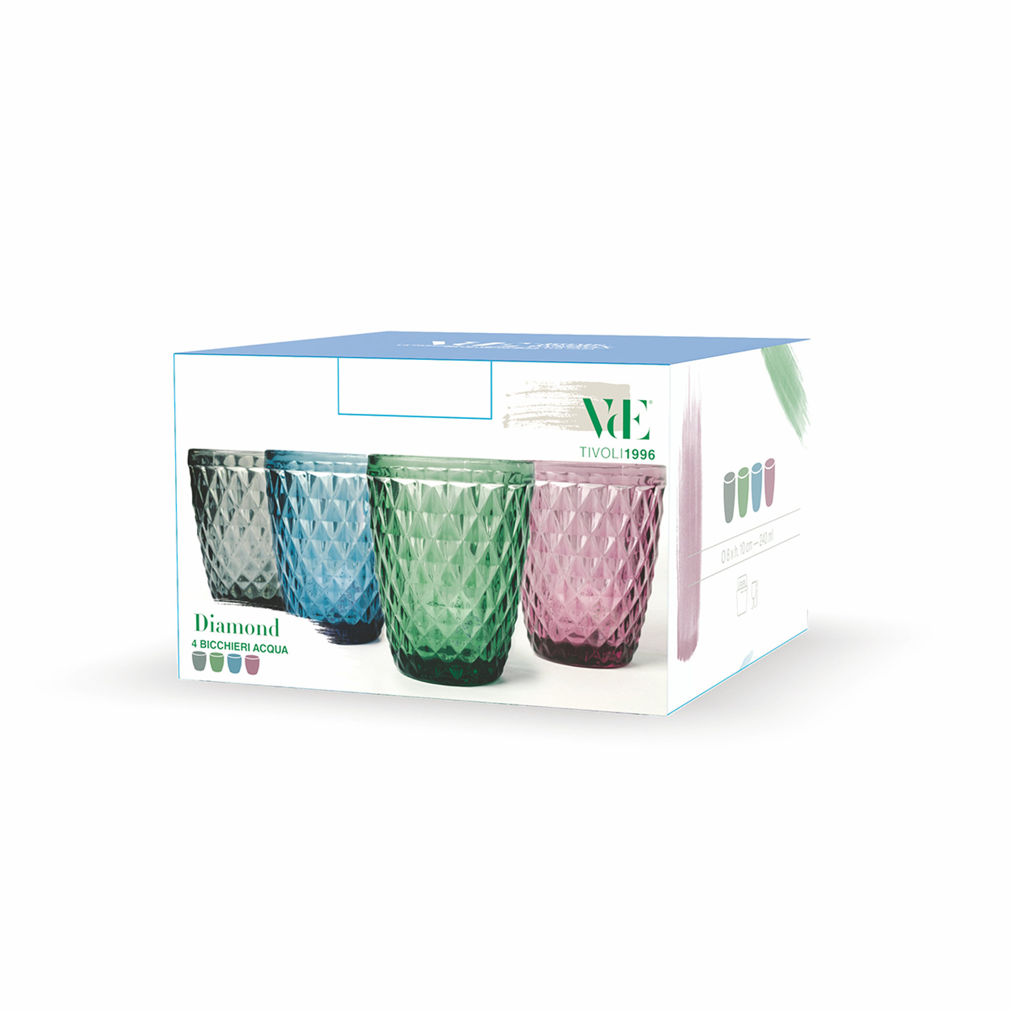 Diamond set 4 bicchieri acqua 240 ml, multicolor Villa D'Este Home Tivoli 1996 vista8