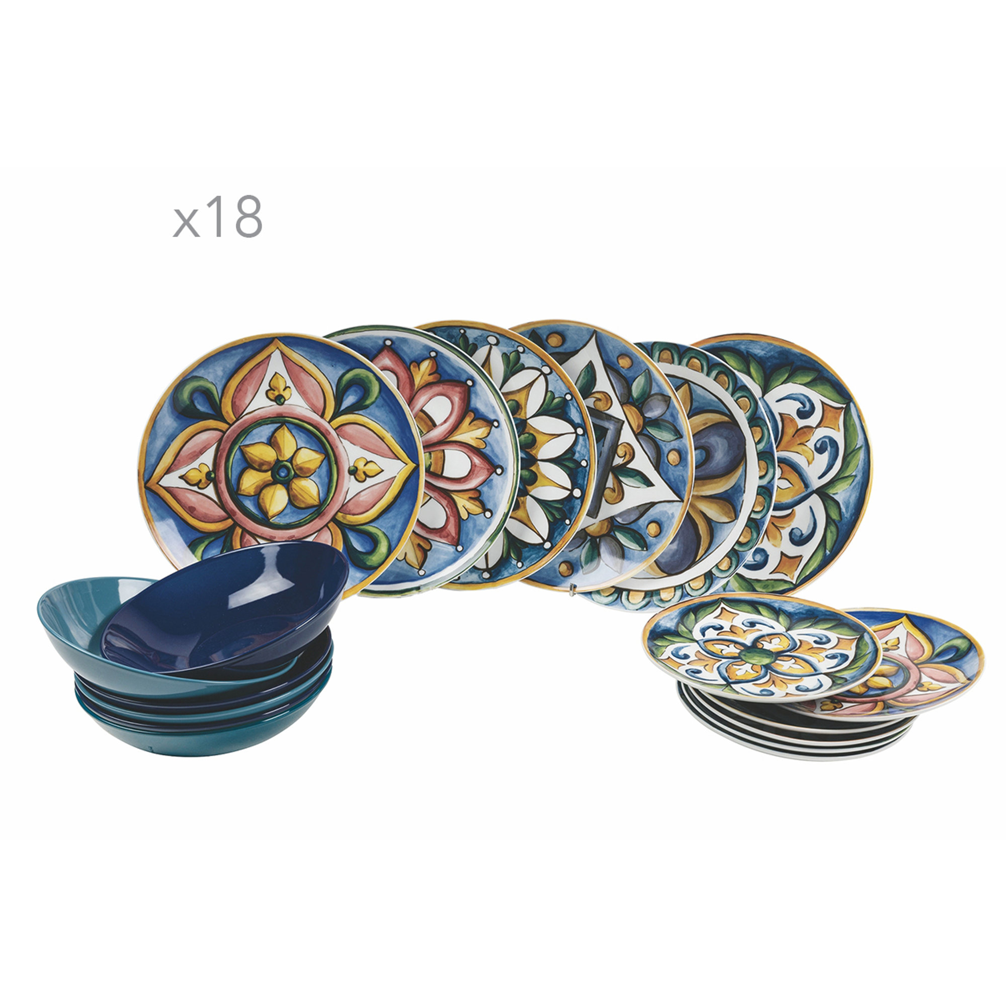 Le Maioliche Servizio Tavola 18 pezzi, multicolor Villa D'Este Home Tivoli 1996 vista0