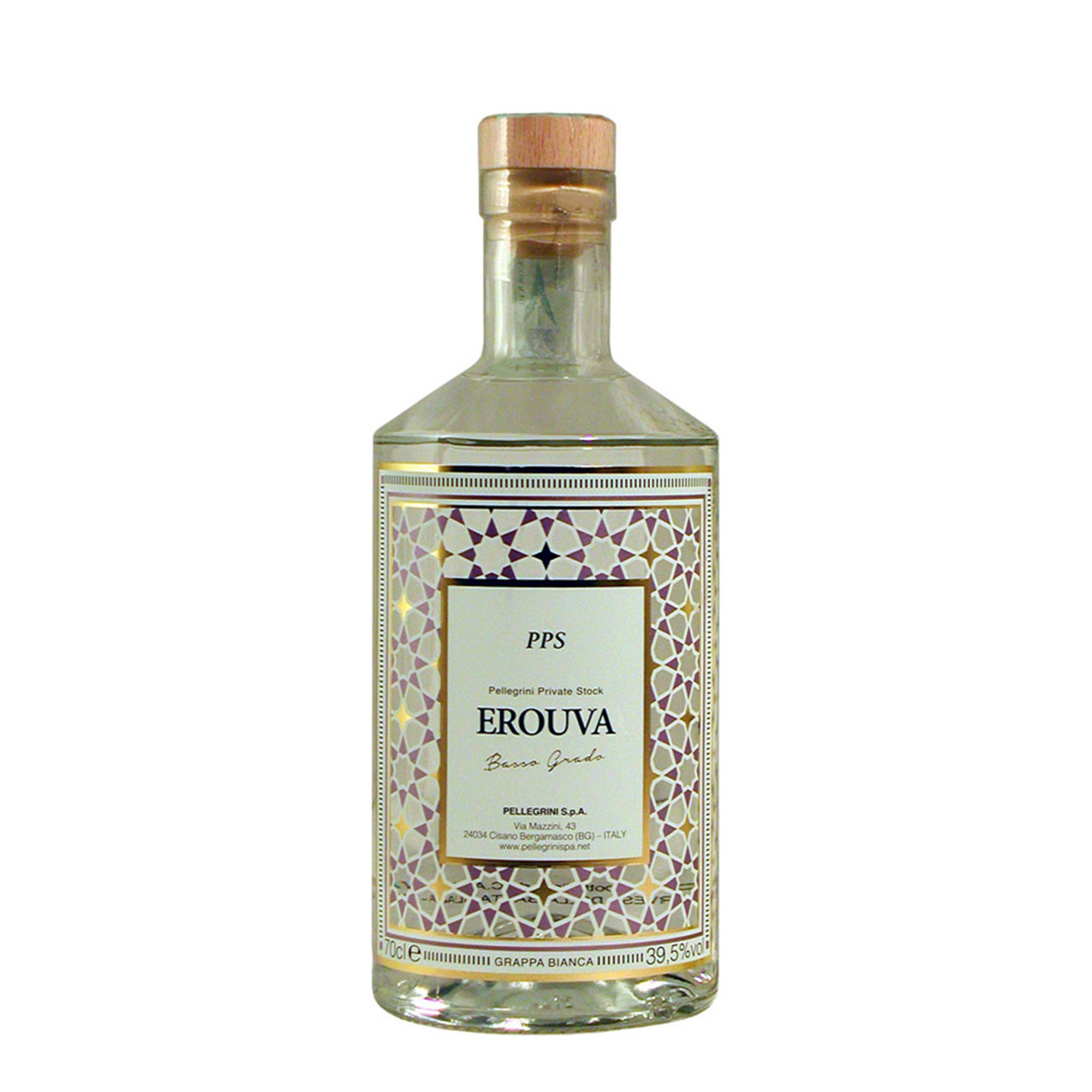 1 fles 70 cl - Lage Alcohol Grappa Bianca met buisverpakking Erouva vista1