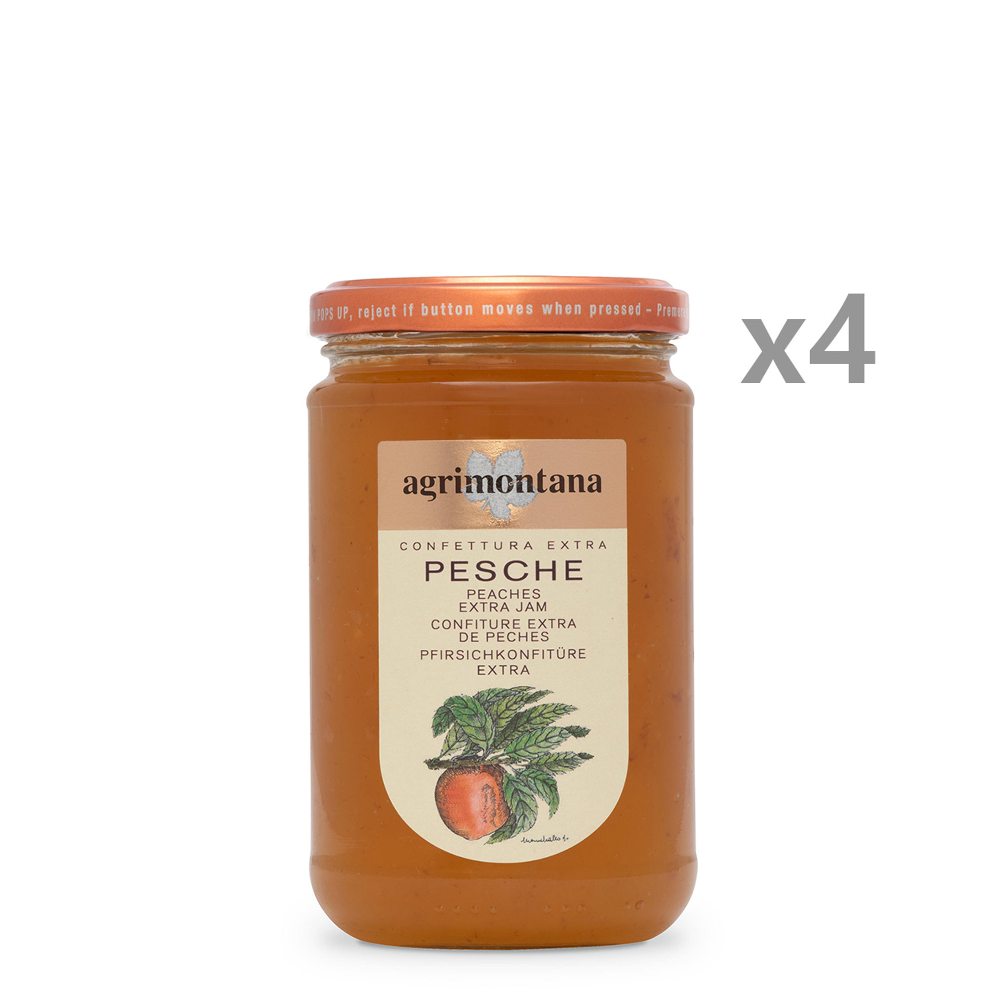 4 vasetti - Confettura Extra di Pesche da 350 gr Agrimontana vista0