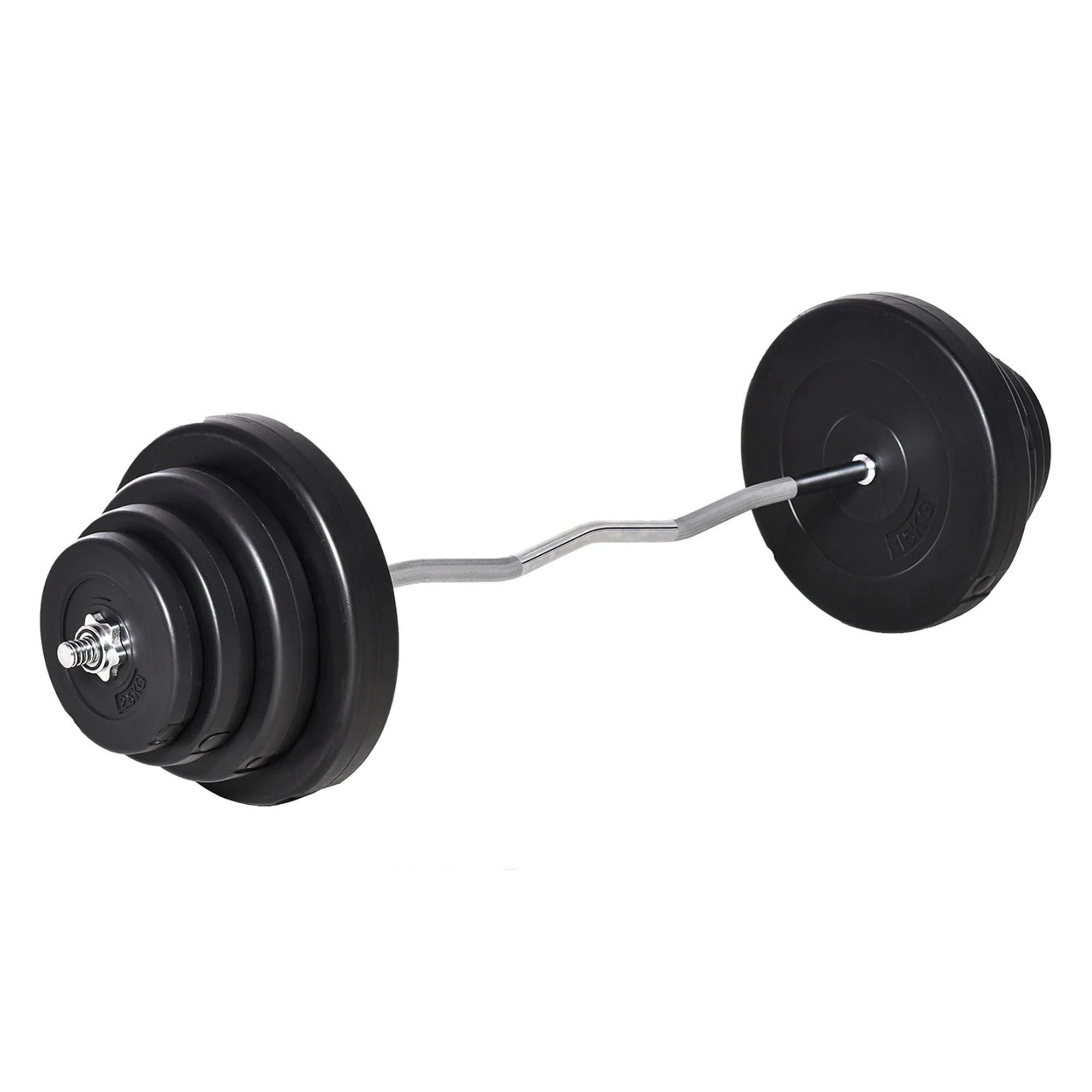 Set Bilanciere da 70kg con 8 Dischi Pesi e Barra Curva in Acciaio, Allenamento a Casa e Palestra Fitness at home vista0