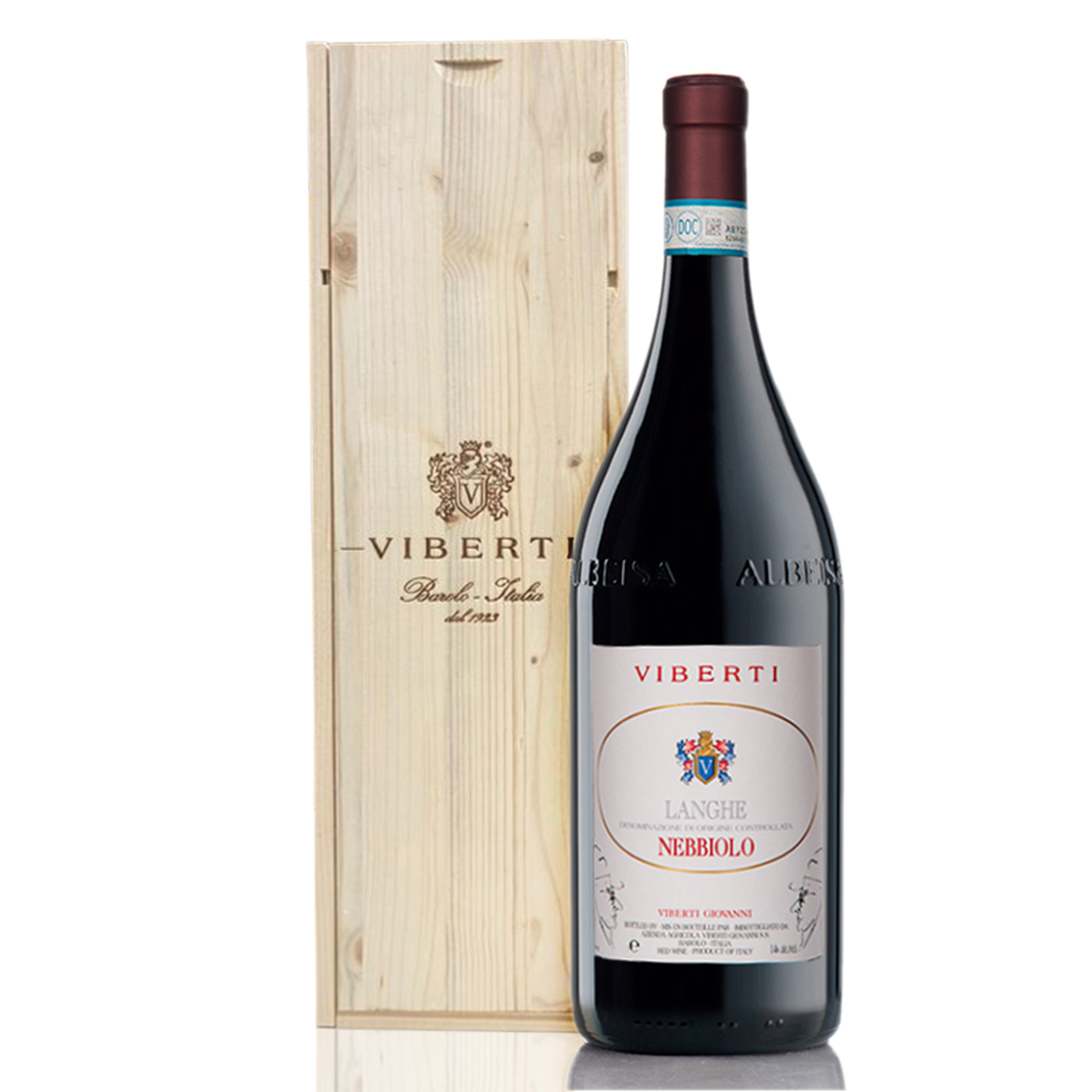 1 bottiglia Magnum - Langhe Nebbiolo DOC 2019 con cassa in legno Viberti vista0