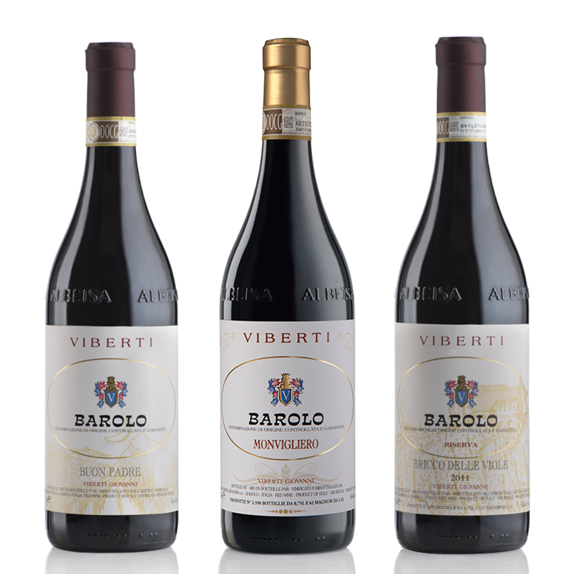 3 bottiglie miste: "Buon Padre" Barolo DOCG 2018 - "Monvigliero" Barolo DOCG 2017 - "Bricco delle Viole" Barolo DOCG 2015 Viberti vista0