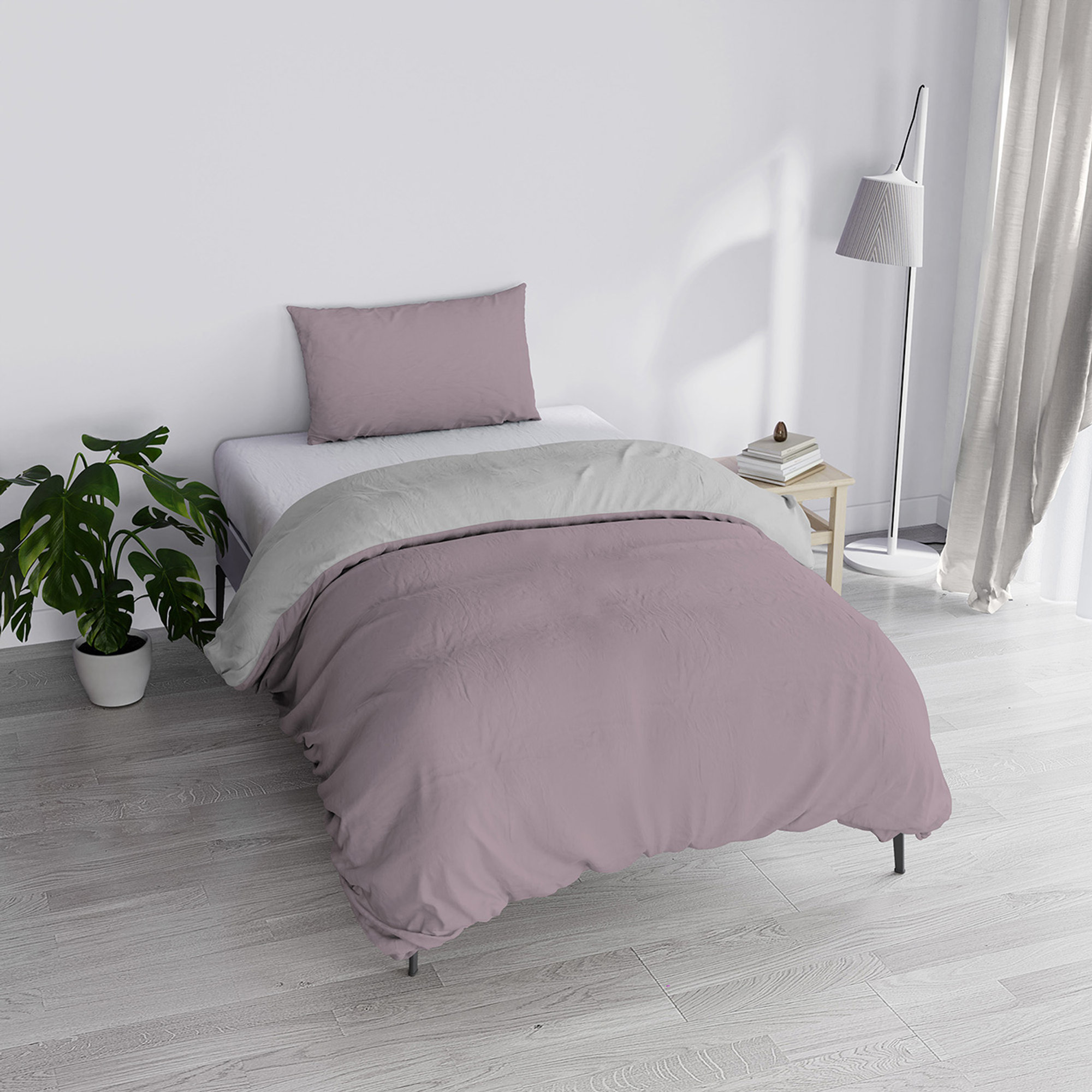 Parure copripiumino linea Natural Color, rosa antico/grigio chiaro DATEX vista1