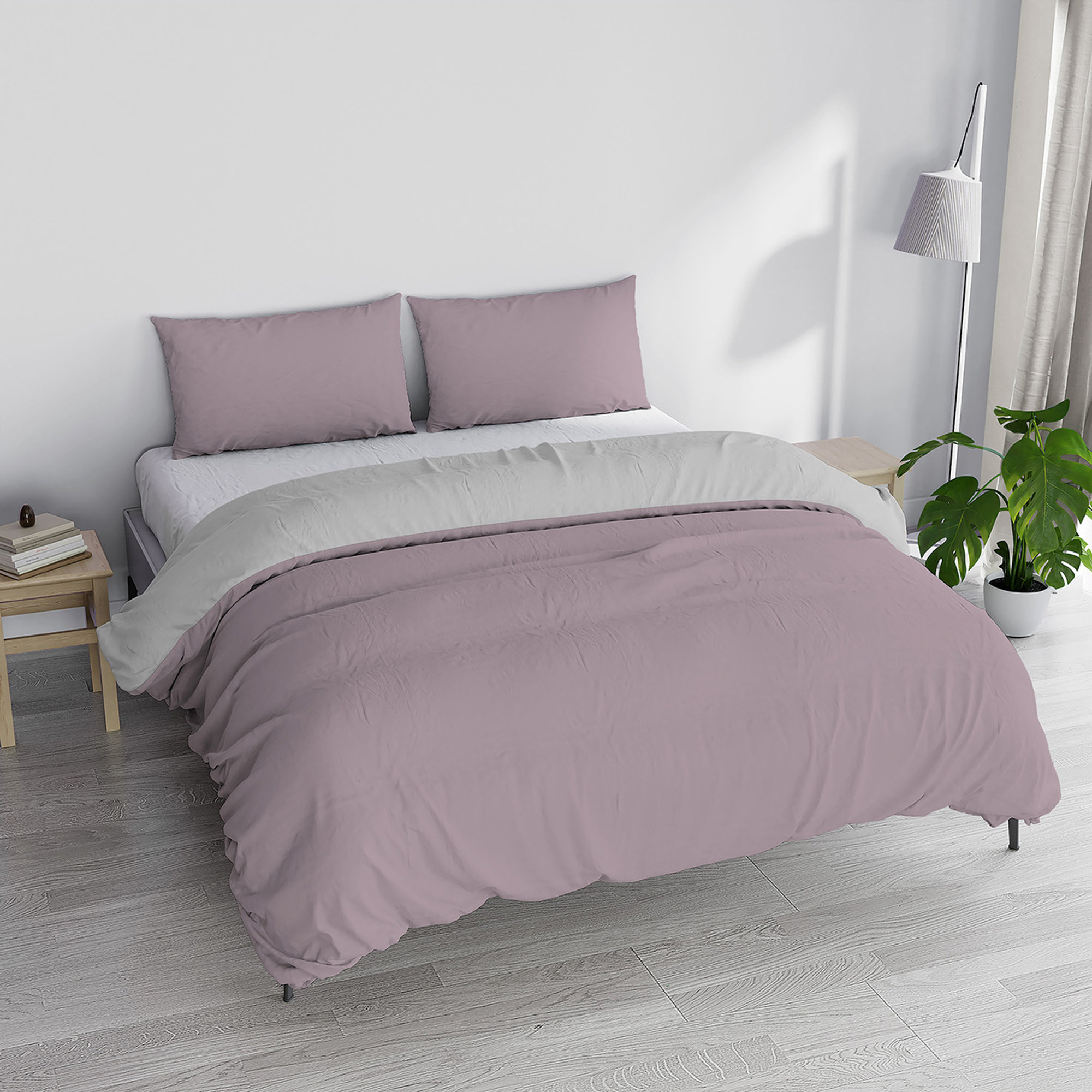 Parure copripiumino linea Natural Color, rosa antico/grigio chiaro DATEX vista2