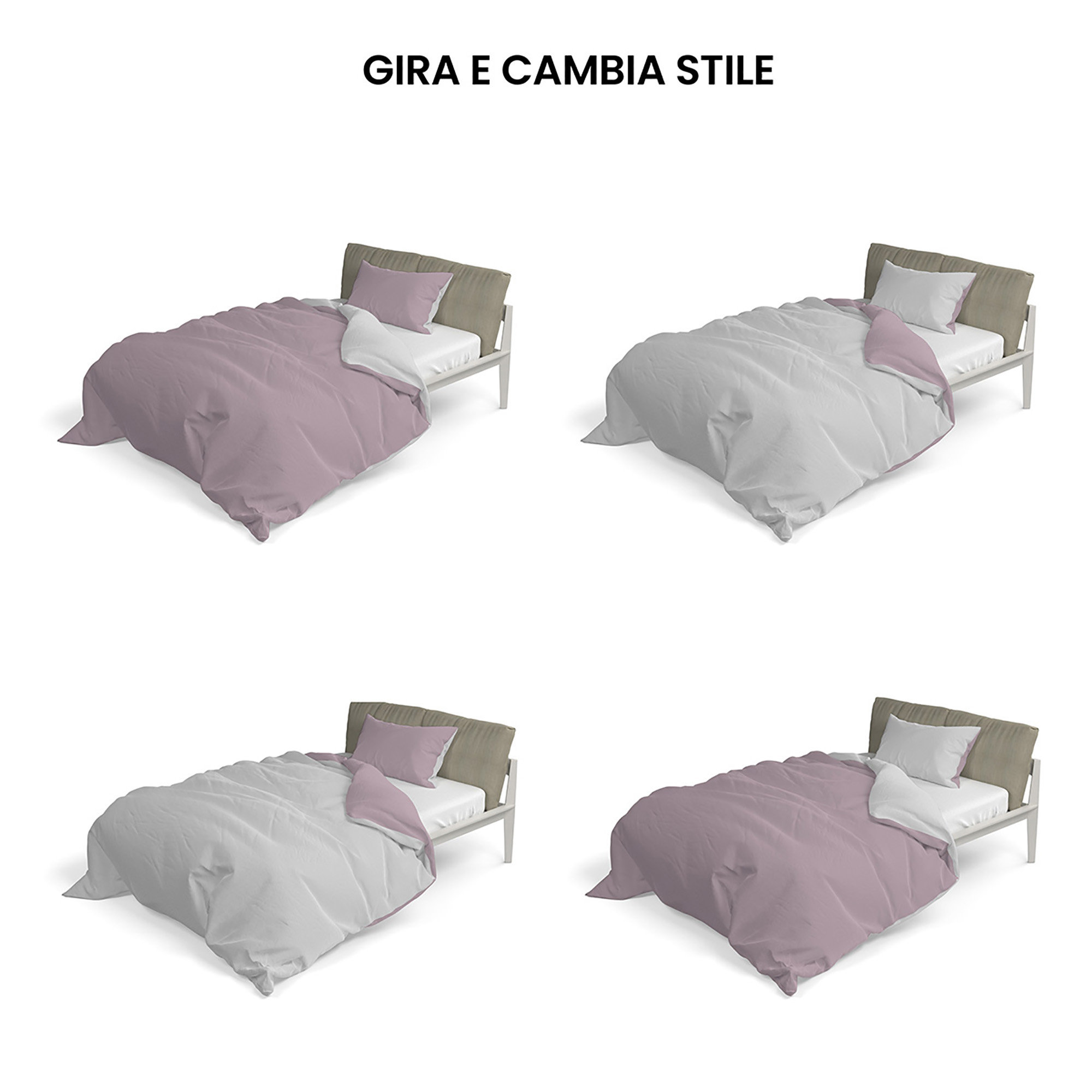 Parure copripiumino linea Natural Color, rosa antico/grigio chiaro DATEX vista3