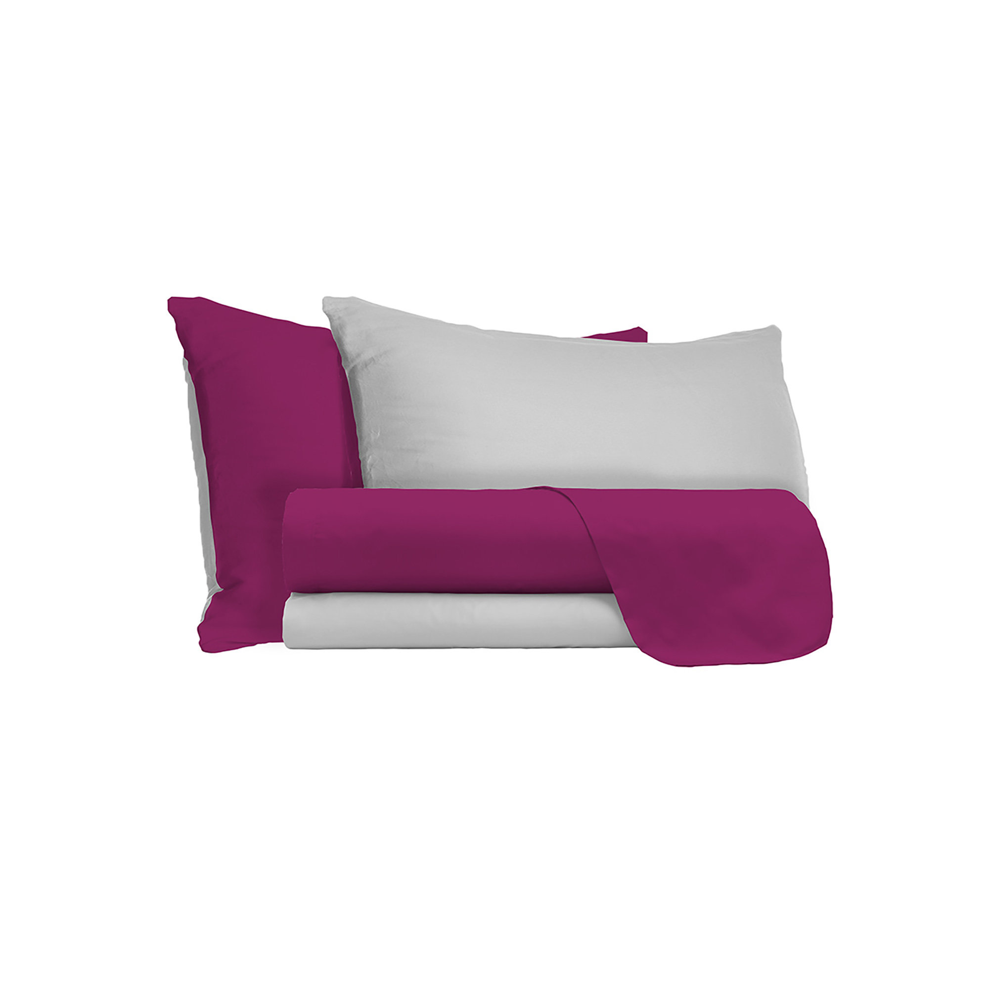 Natural Color bedding set, fuchsia/light grey DATEX vista0