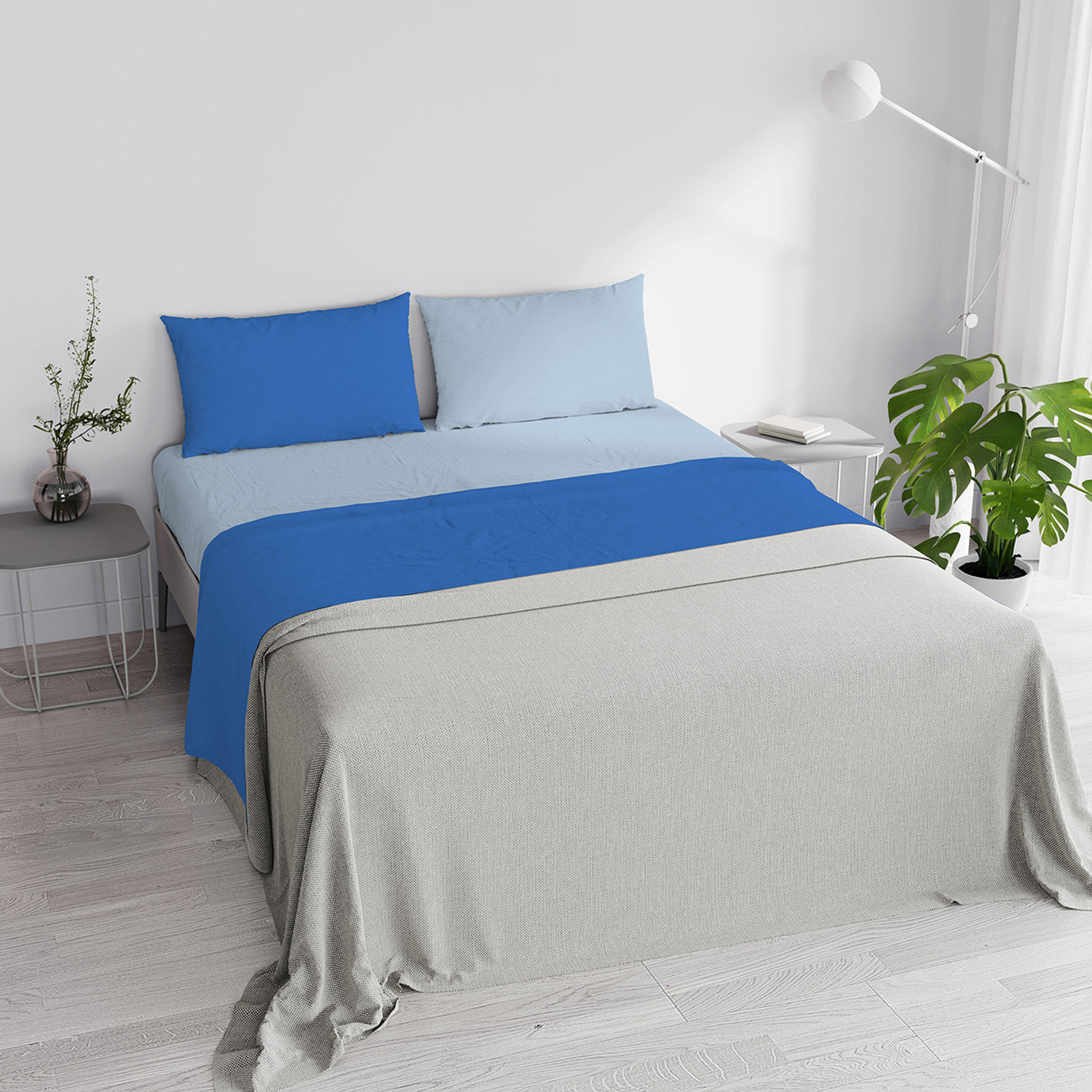 Komplettbettwäsche Natural Color, königliches Blau/Hellblau DATEX vista4