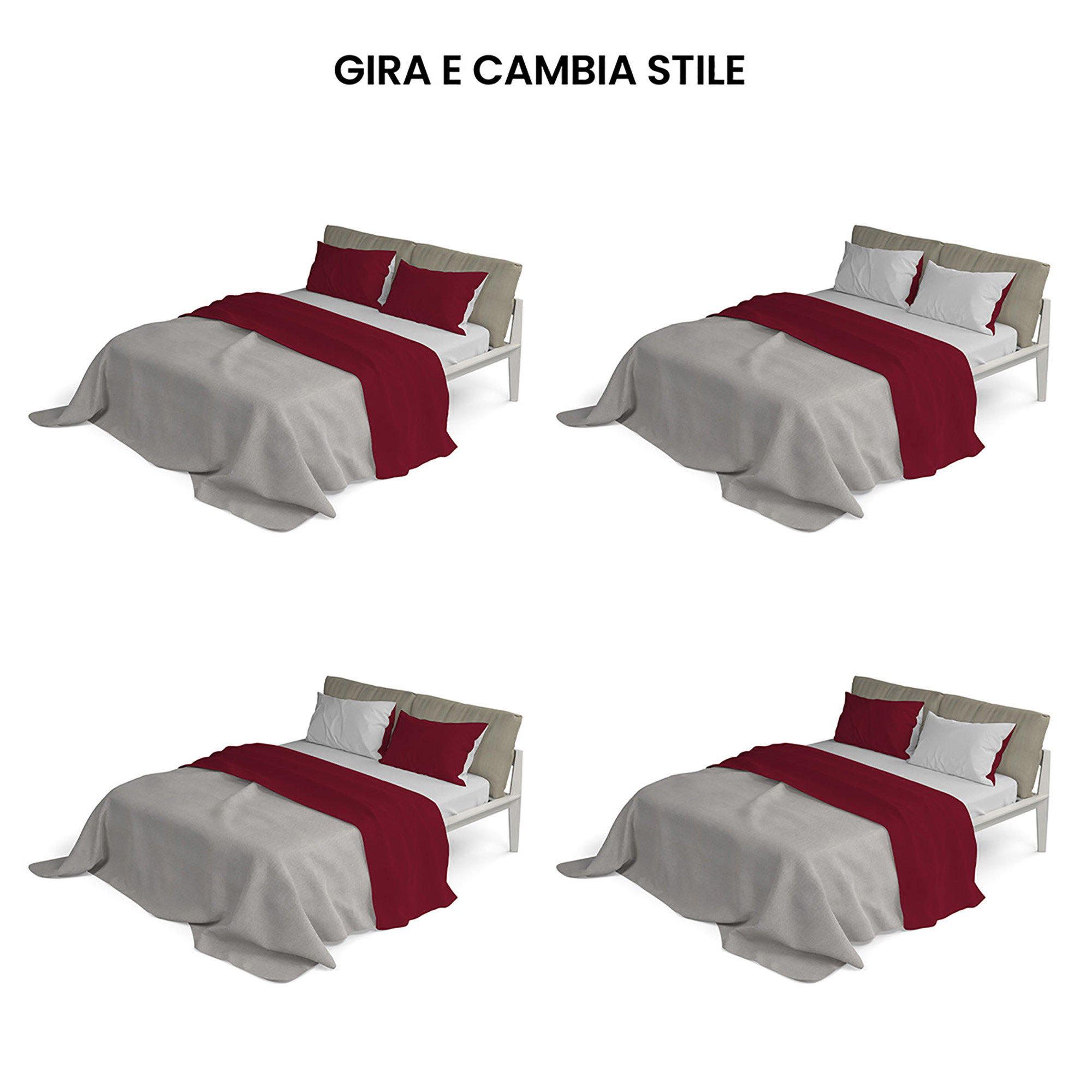 Completo letto linea Natural Color, bordeaux/grigio chiaro DATEX vista5