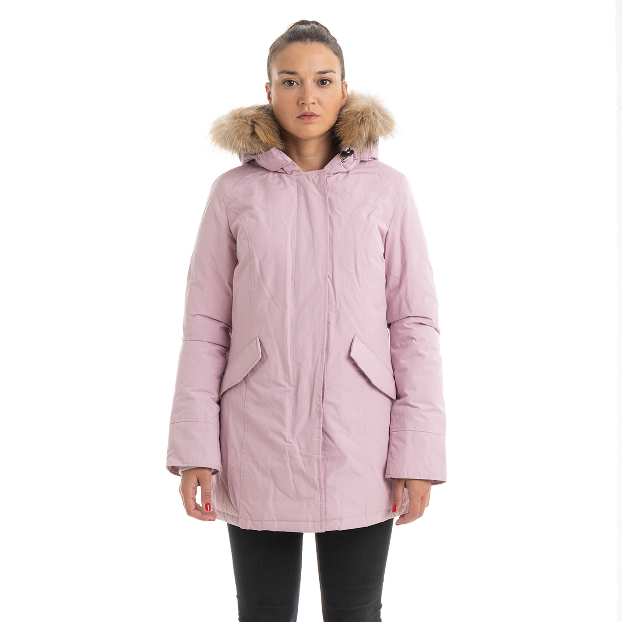 Giacca Fundy Bay con cappuccio bordato da pelliccia rosa Canadian vista0