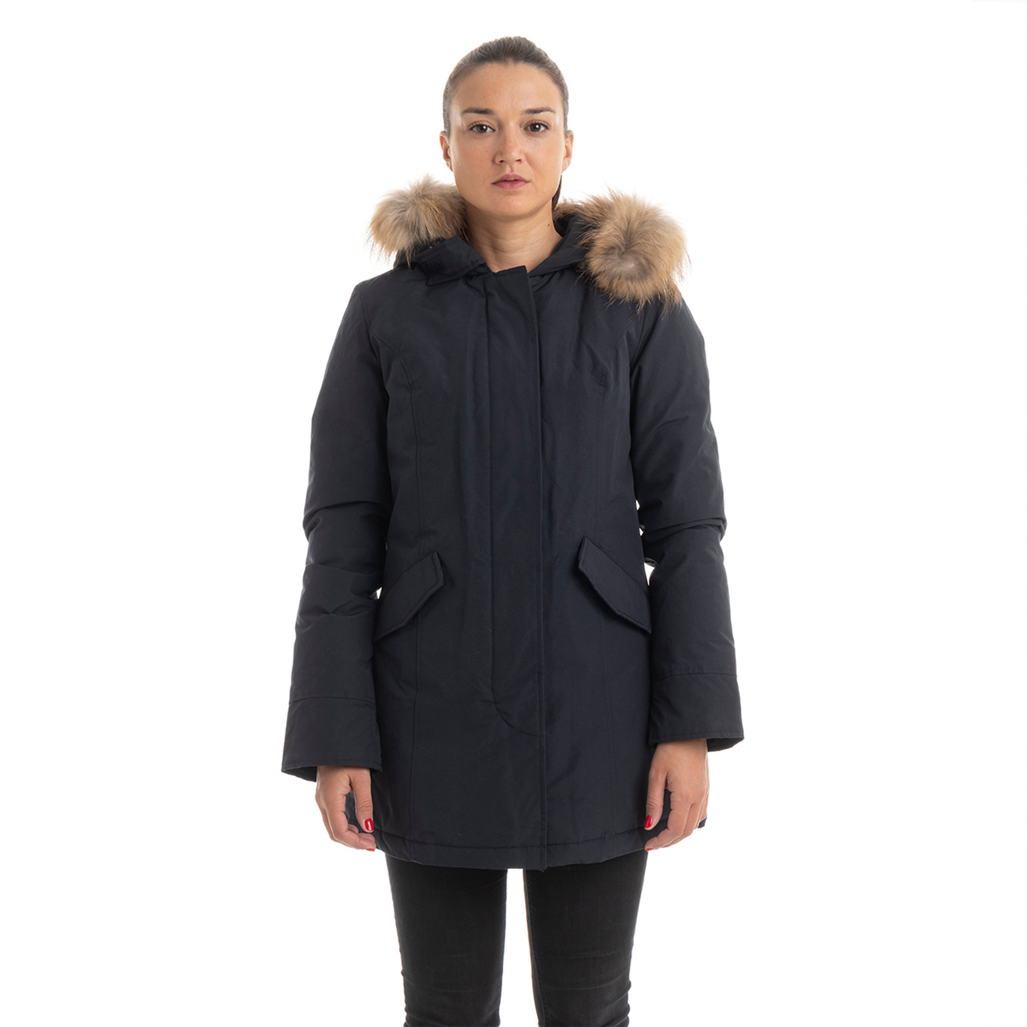 Giacca Fundy Bay con cappuccio bordato da pelliccia blu navy Canadian vista0
