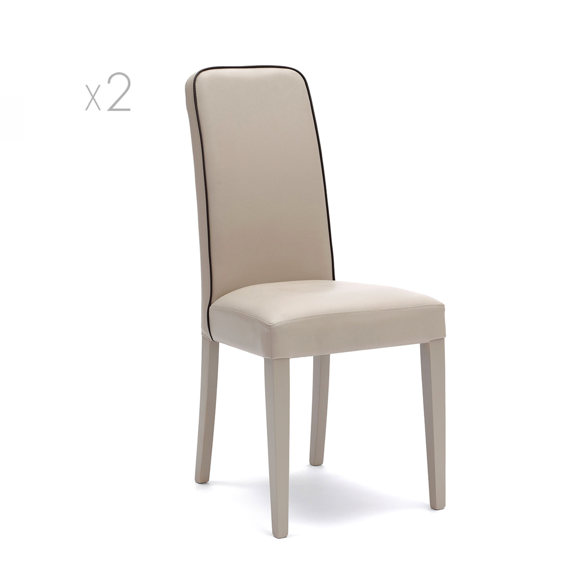Set 2 sedie in similpelle, beige/marrone Stones vista0