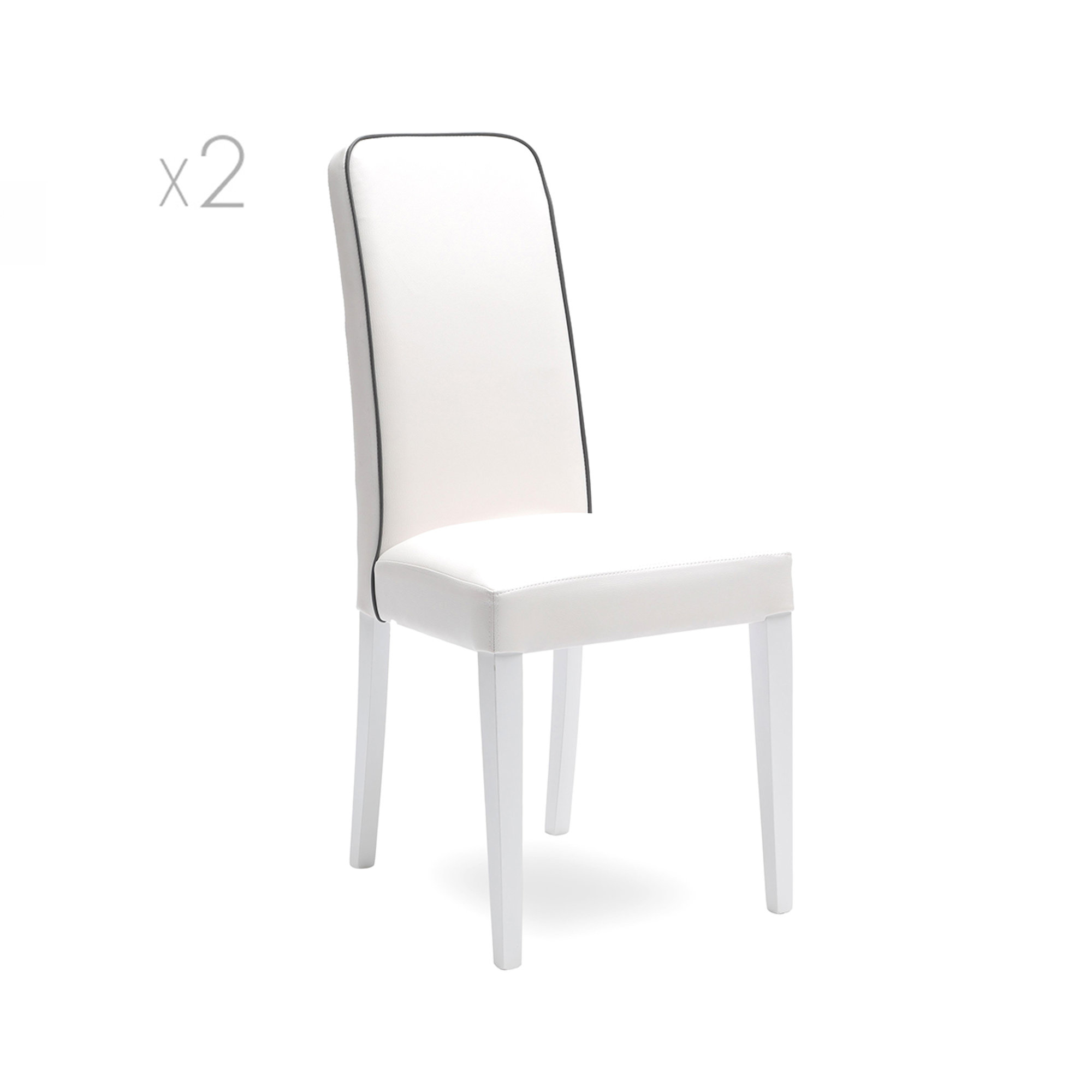 Set 2 sedie in similpelle, bianco/grigio Stones vista0