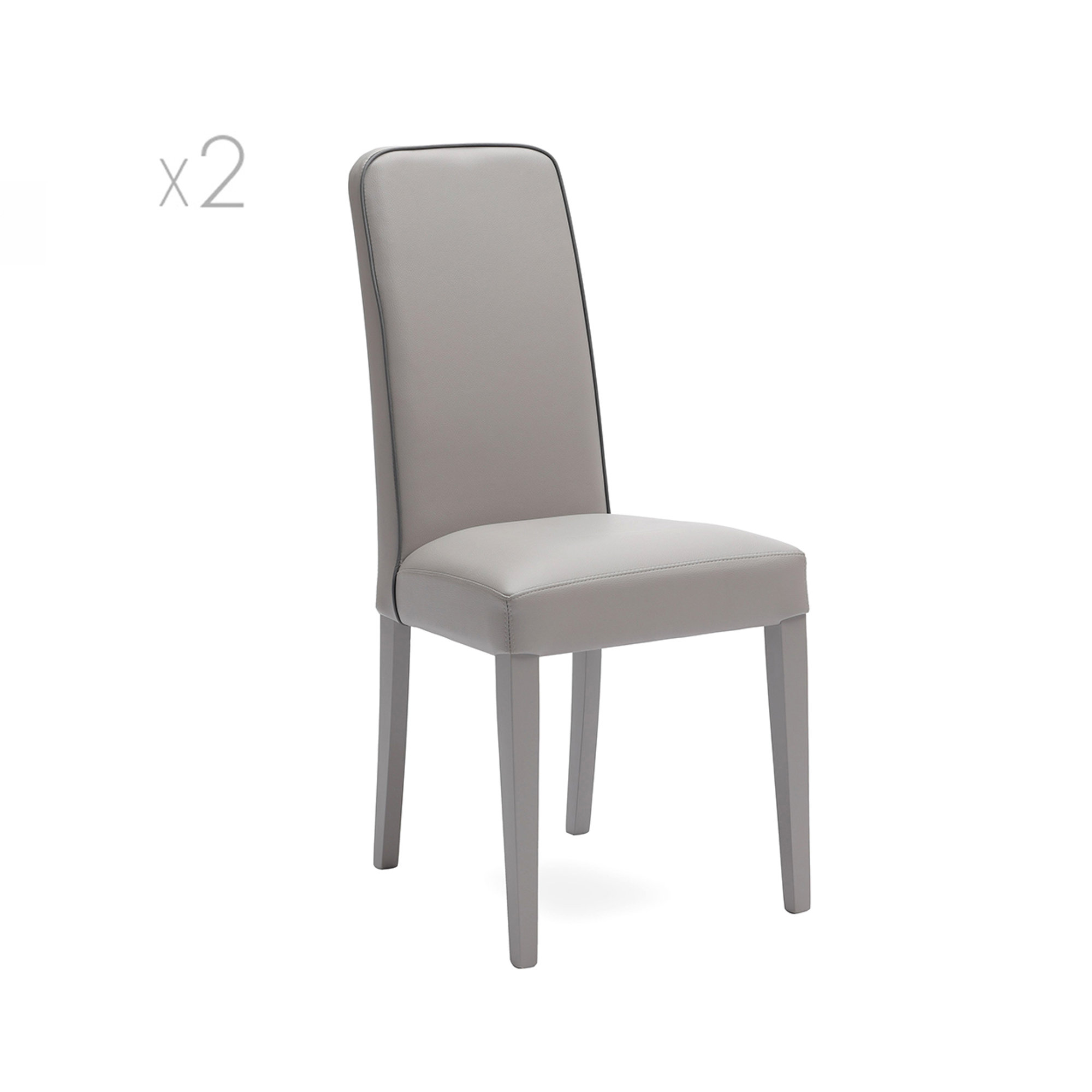 Set 2 sedie in similpelle, grigio scuro Stones vista0