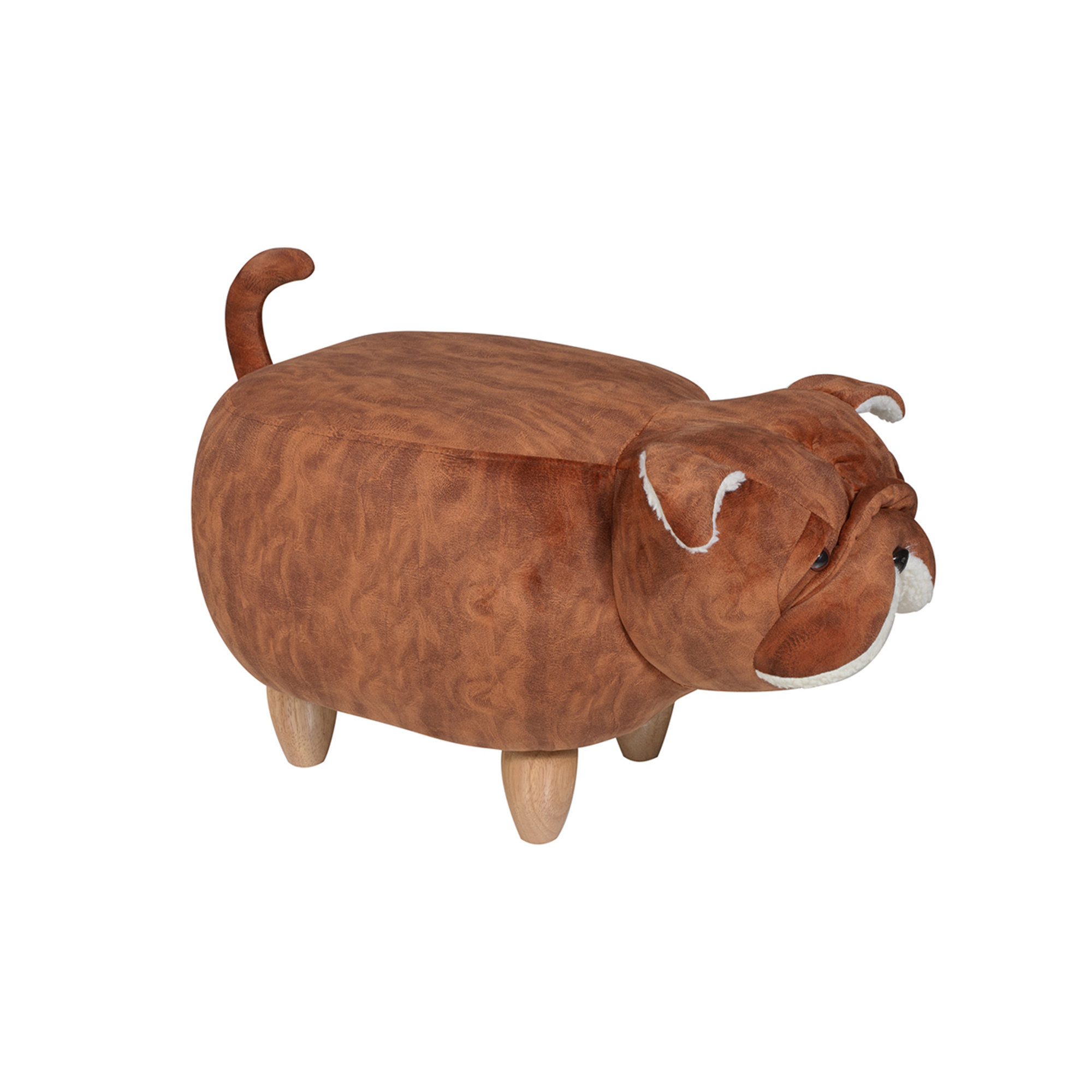 Pouf imbottito in alcantara e legno - buldog Novità Home vista0