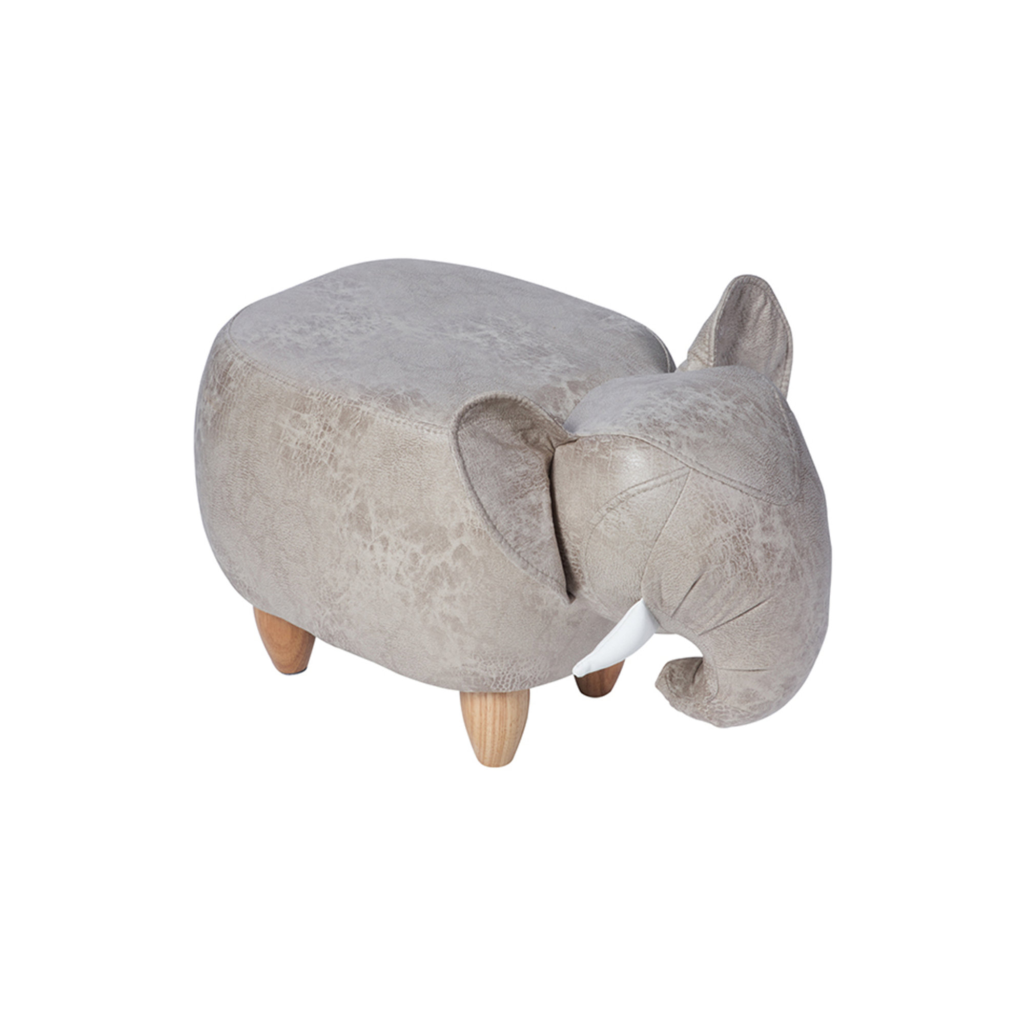 Pouf imbottito in fintapelle e legno - elefante Novità Home vista0