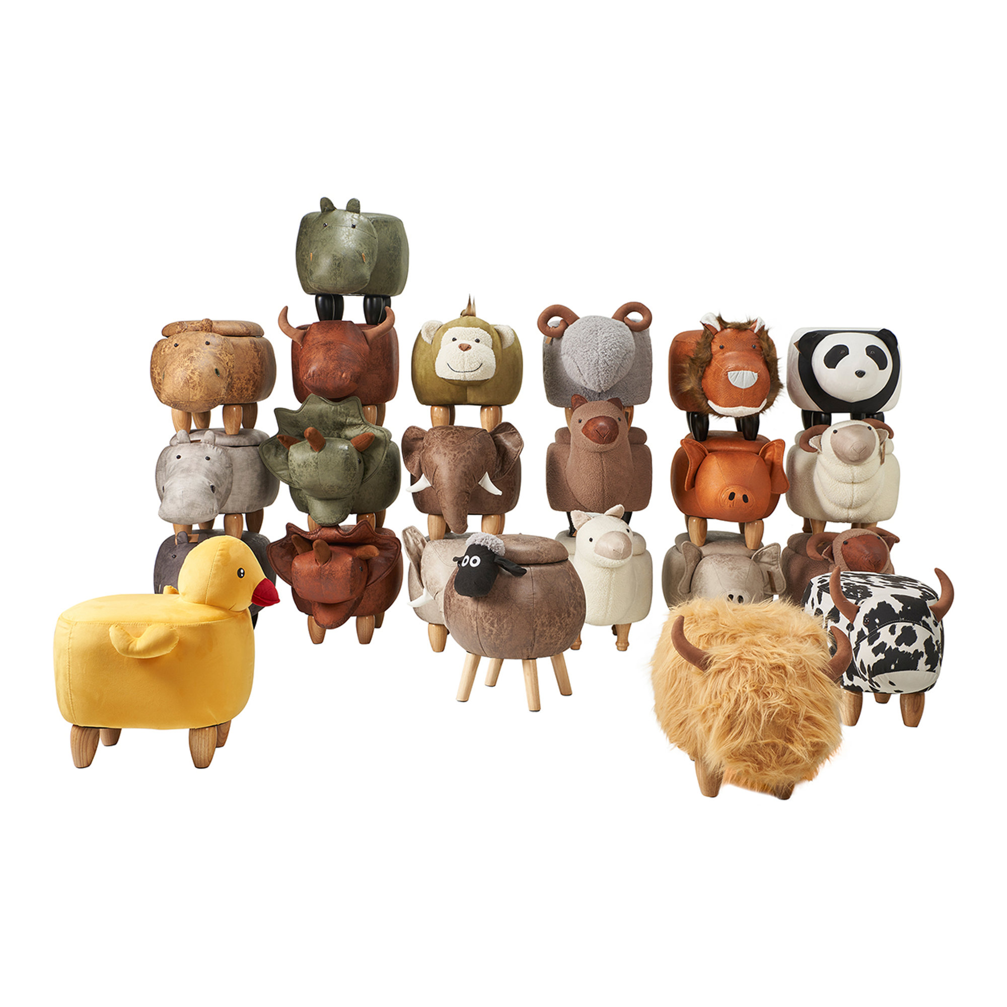 Pouf imbottito in fintapelle e legno - elefante Novità Home vista3