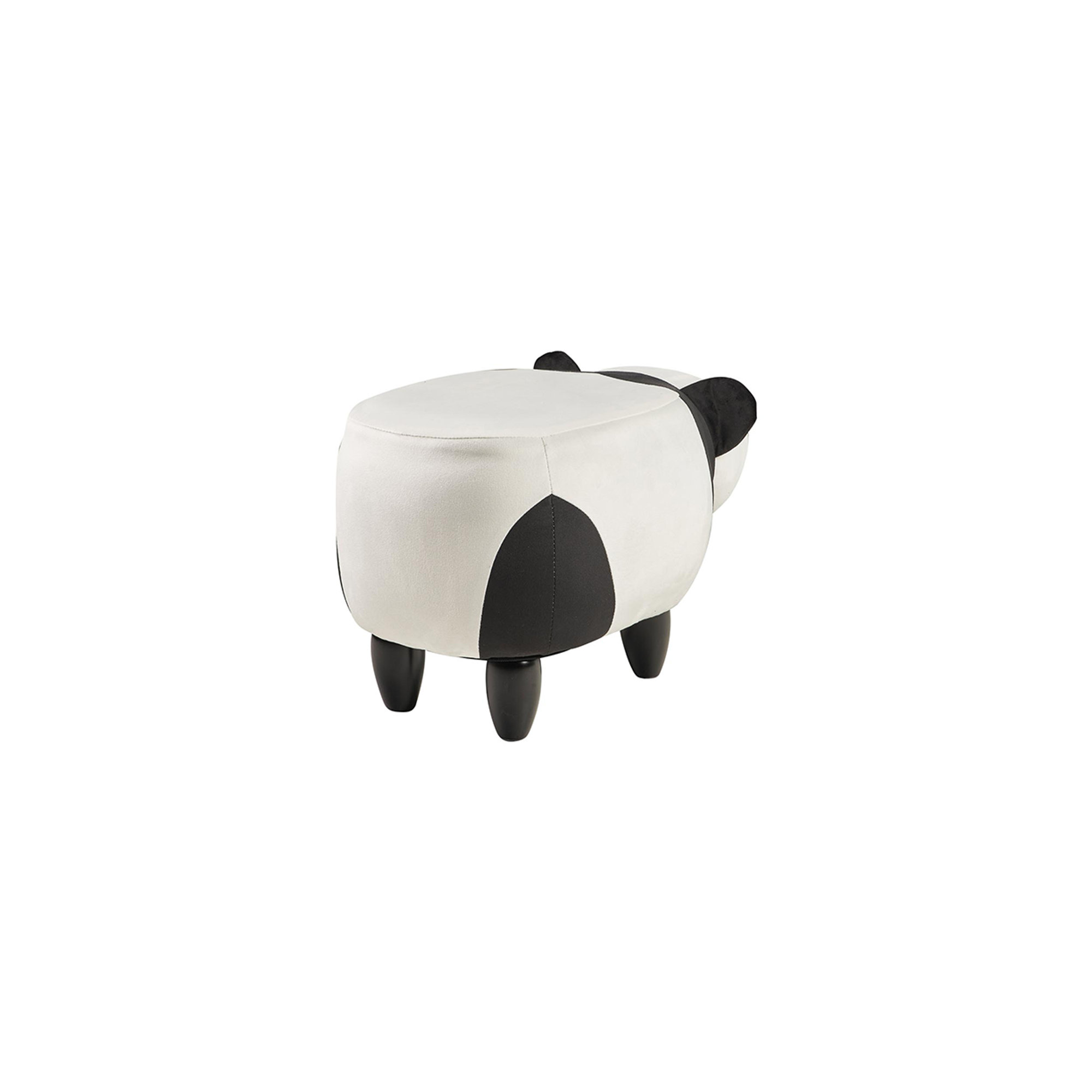 Pouf imbottito pelliccia sintetica, legno - panda, bianco/nero Novità Home vista1