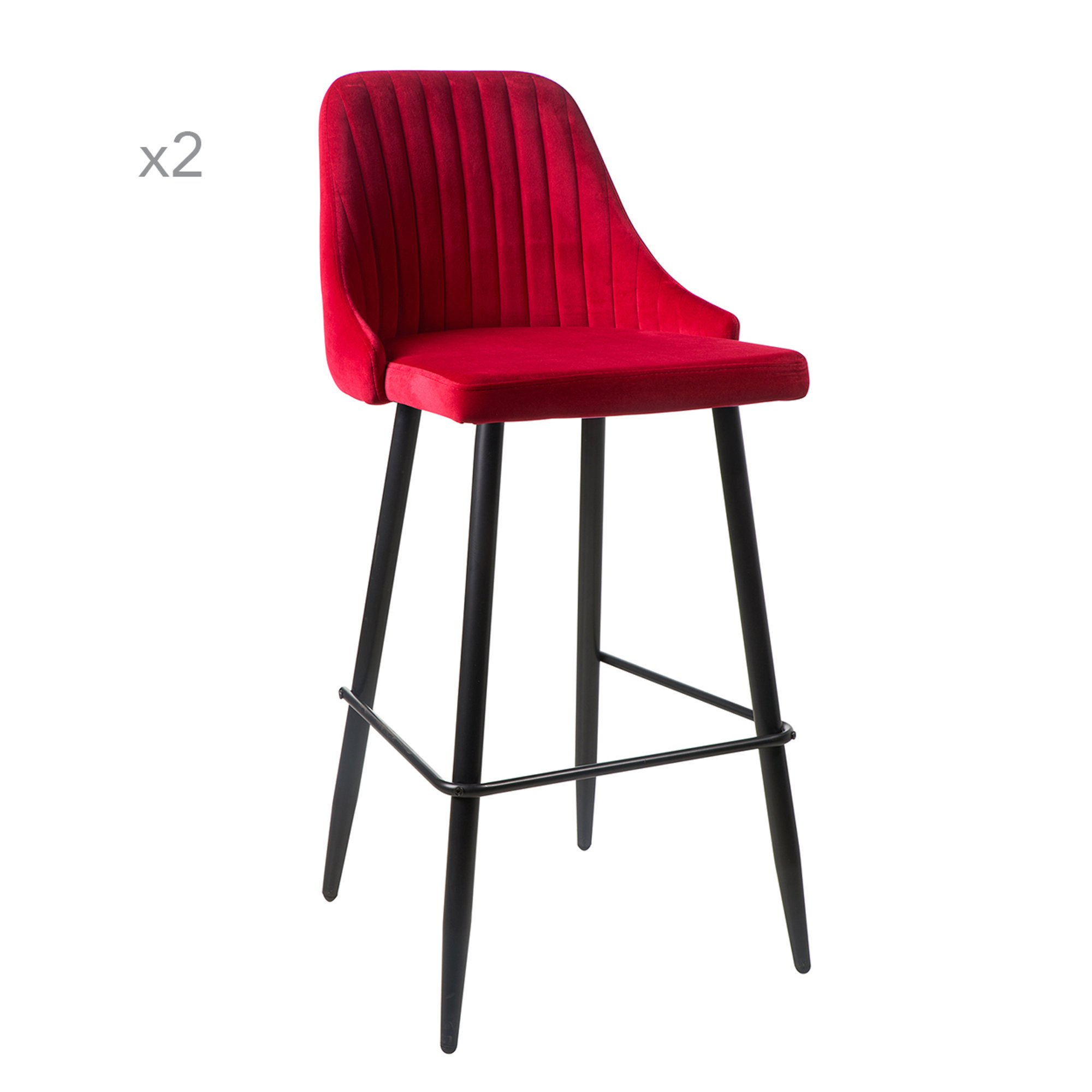 Velvet - Set 2 sgabelli in velluto rosso cardinale Novità Home vista0