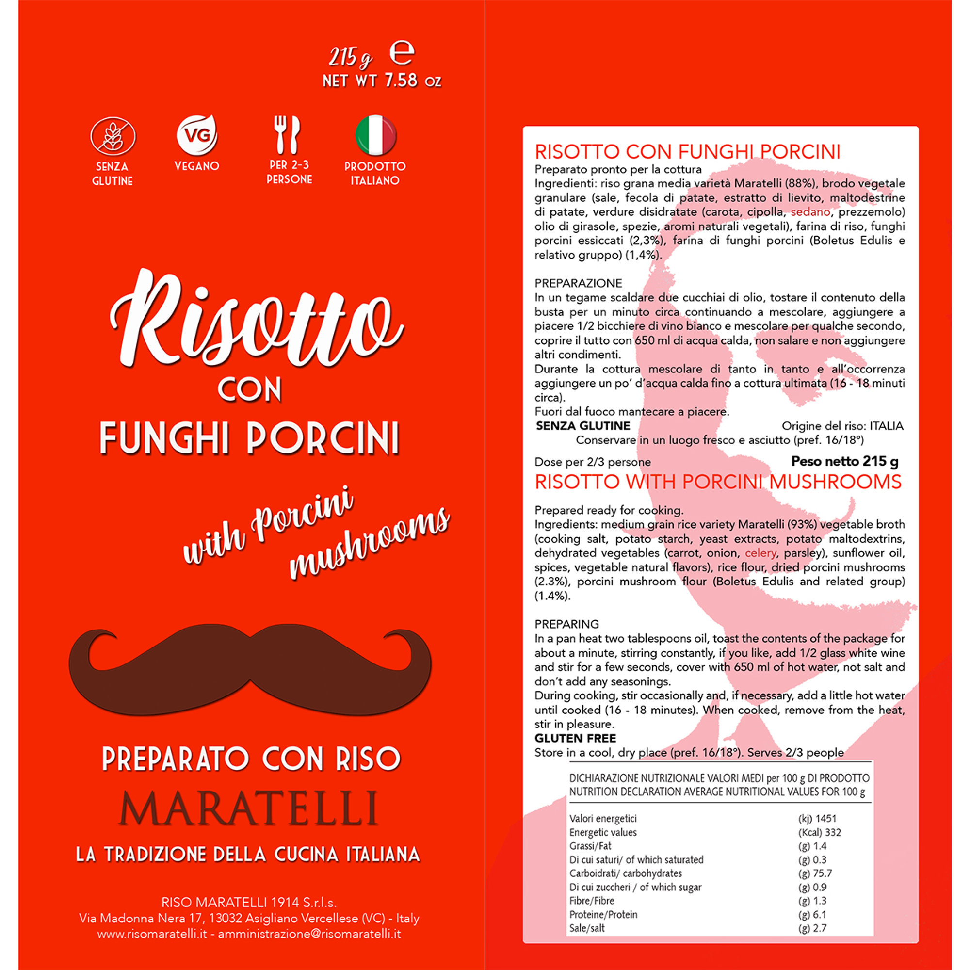 4 Risotti misti da 215 gr: 2 Tartufo - 2 Funghi Porcini Riso Maratelli 1914 vista4