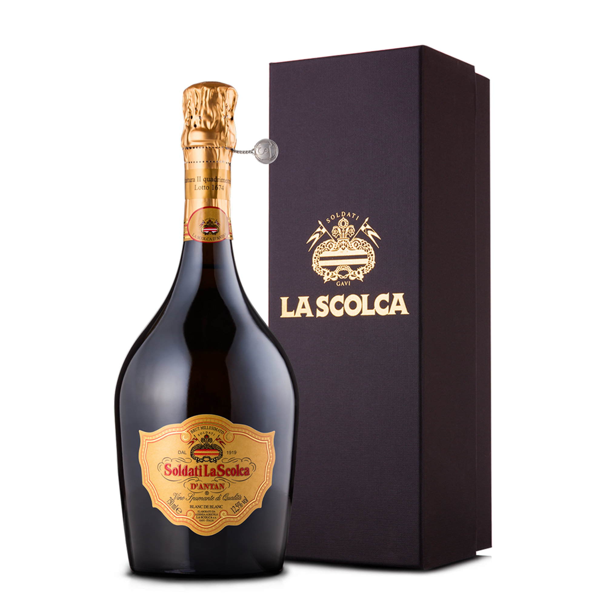 1 bottiglia - Brut Millesimato d’Antan Gold Luxury Box e depliant La Scolca vista0