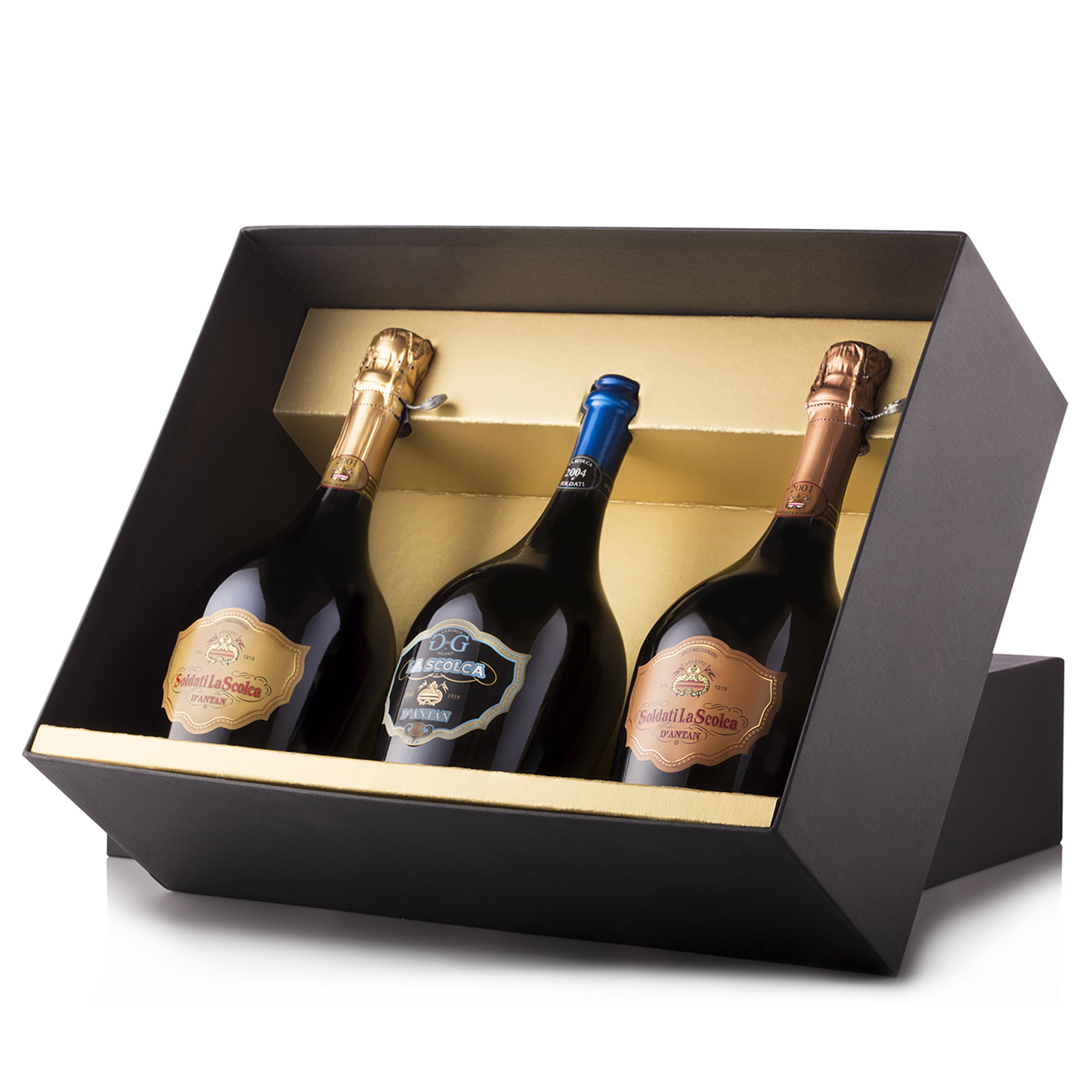 Gold Luxury Box: Brut Millesimato d’Antan, Soldati d’Antan, Brut Rosè Millesimato d’Antan La Scolca vista0