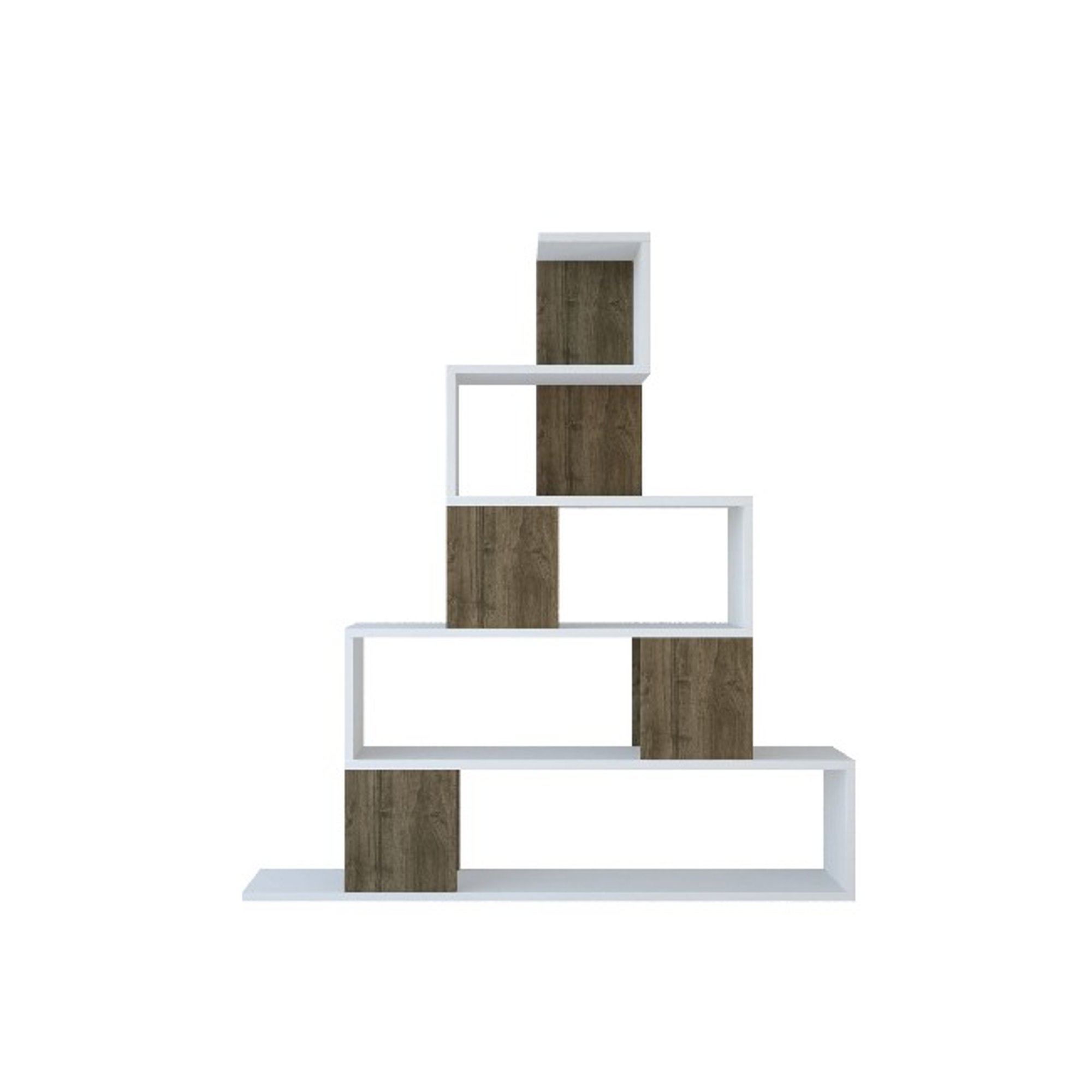 Pyramid - Bibliothèque - Blanc, Noyer - 120 x 22 x 130,8 cm Homemania vista1