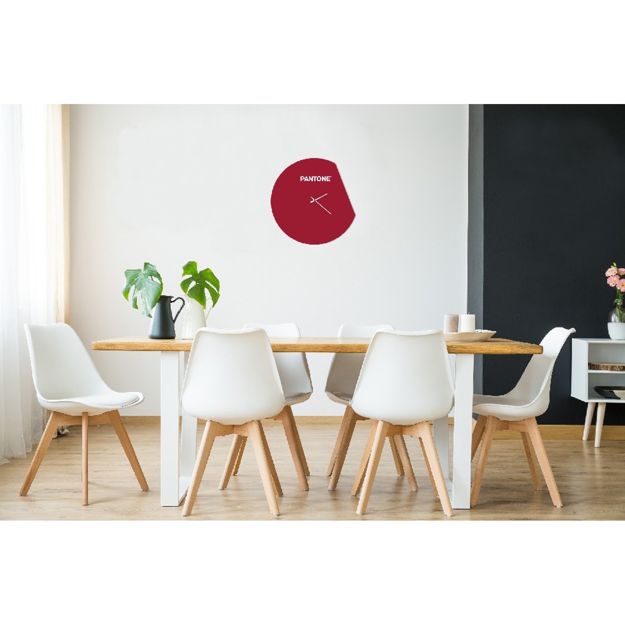 Lune - Horloge - Bordeaux, Blanc - 40 x 0,15 x 40 cm Homemania vista2